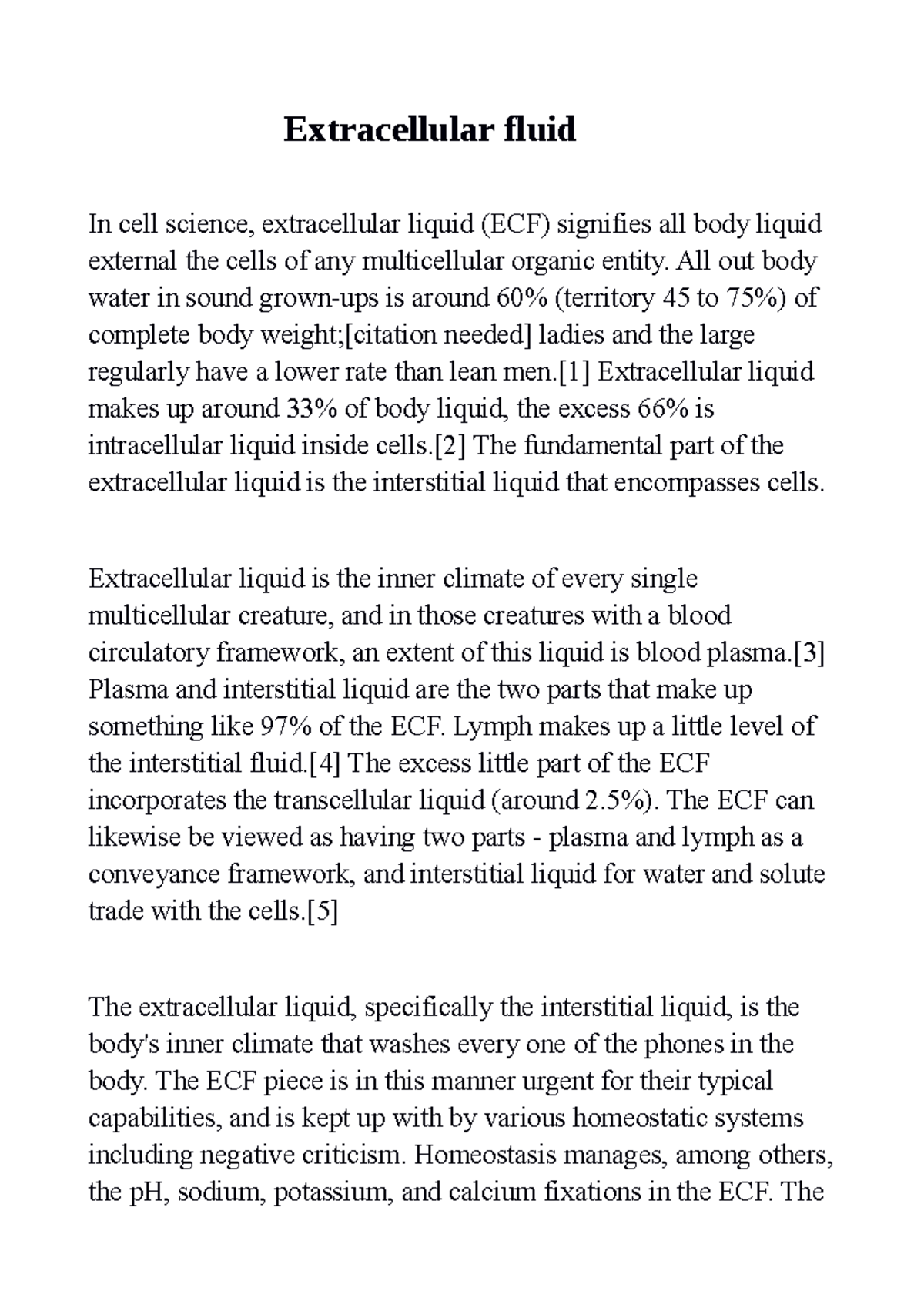 Extracellular fluid - sathyaseelan - Extracellular fluid In cell ...