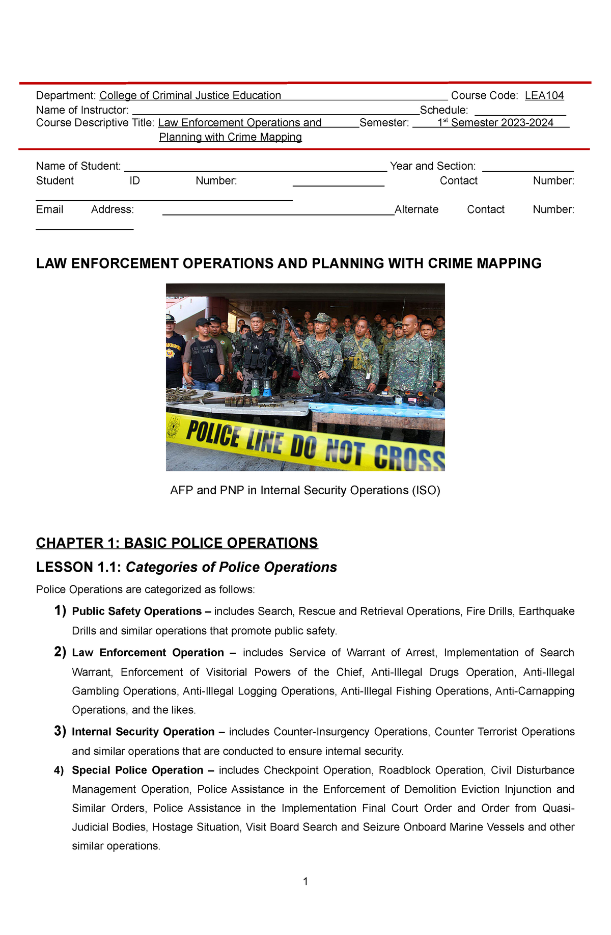 Law Enforcement Operations And Planning With Crime Mapping - Department ...