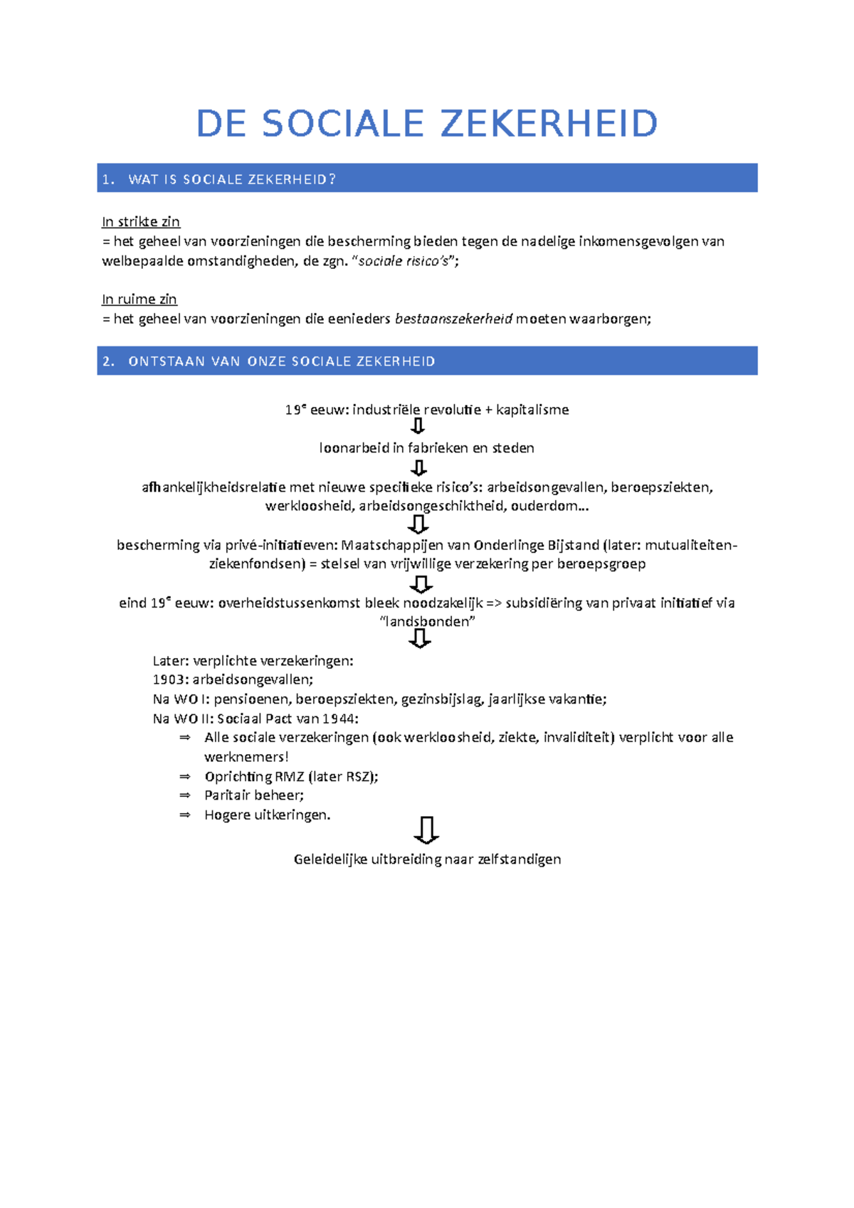 Sociale Zekerheids - DE SOCIALE ZEKERHEID 1. WAT IS SOCIALE ZEKERHEID ...