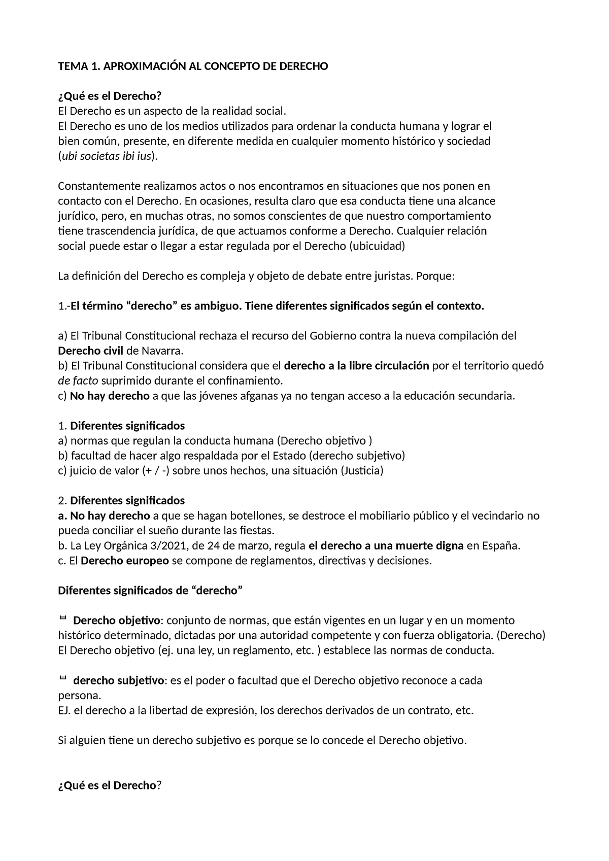 Tema 1 Teoría Derecho - TEMA 1. APROXIMACIÓN AL CONCEPTO DE DERECHO ...