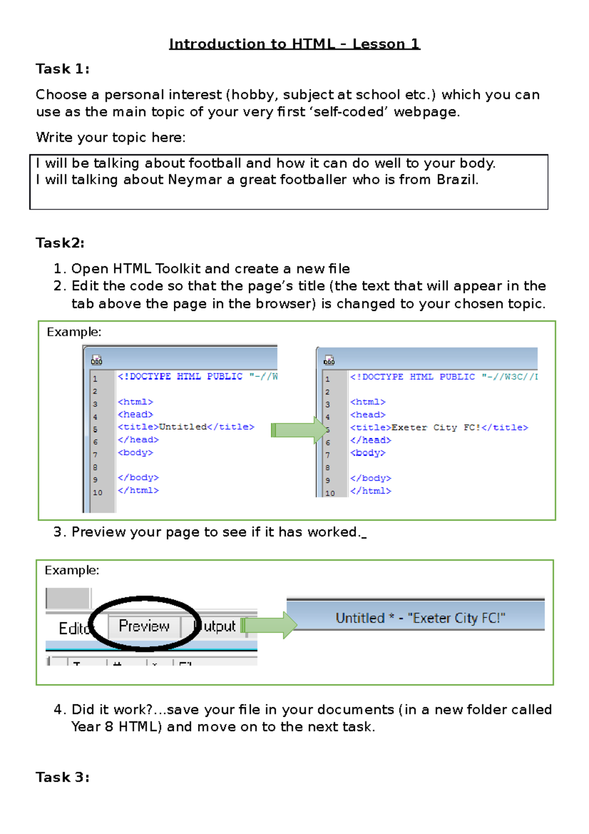 Lesson-1-Task-Sheet-and-HTML-Tags-Glossary neymar - Introduction to ...