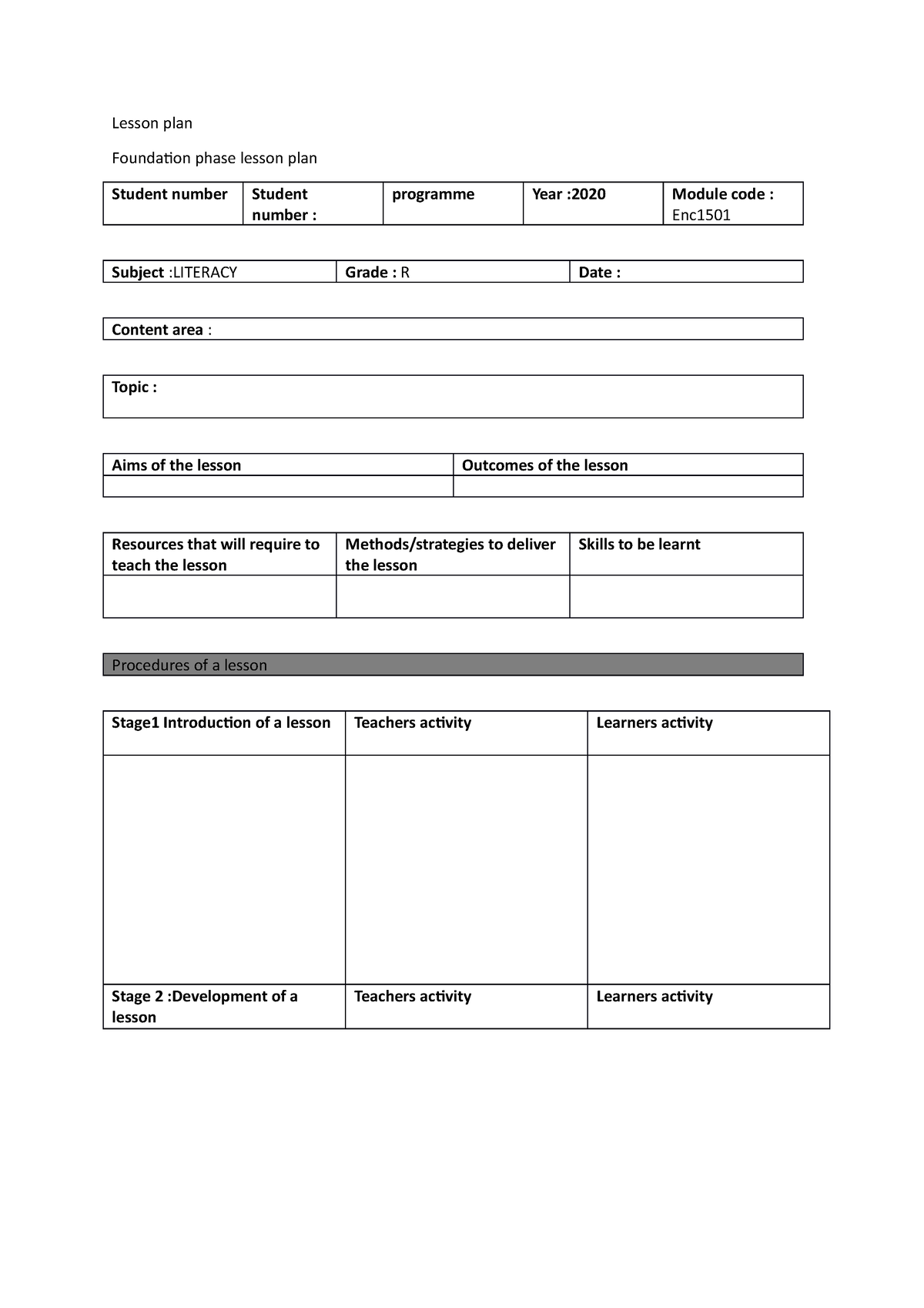 4 5821243478650128572 - Lesson plan Foundation phase lesson plan ...