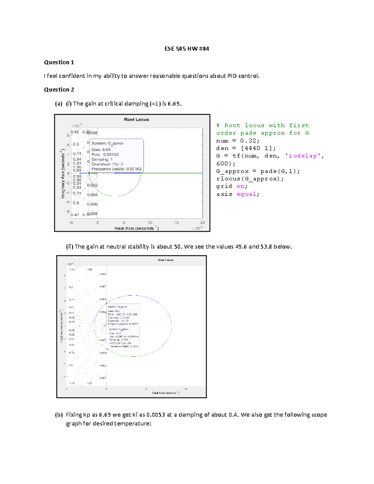 PID Control and Compensators - ESE 505 HW Question 1 I feel confident ...