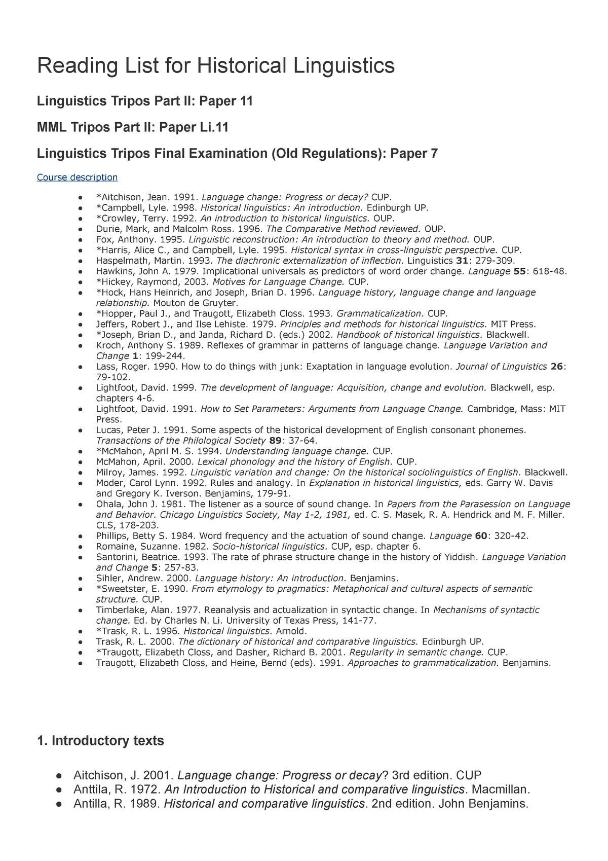 linguistics phd reading list