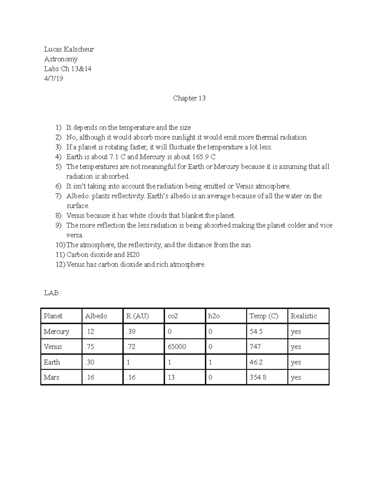 Lab 13 And 15 - Lab Assignment From Mastering Astronomy Website - Lucas ...