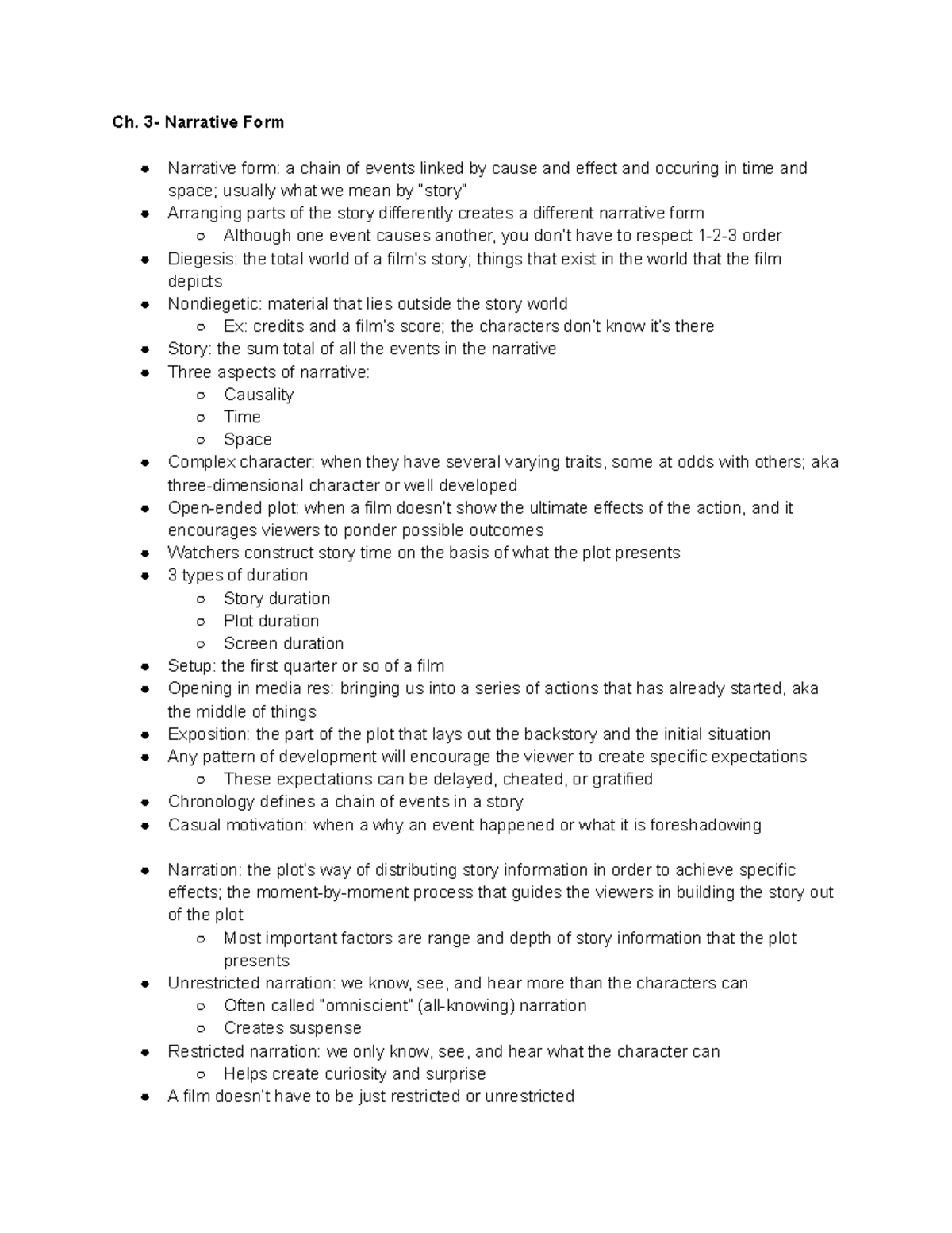 Ch. 3- Narrative Form - Ch. 3- Narrative Form Narrative form: a chain ...