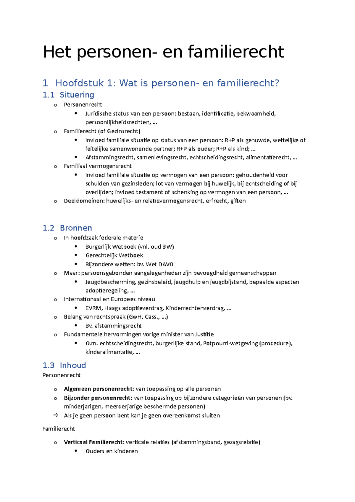 Het Personen En Familierecht - .. O Familierecht (of Gezinsrecht ...