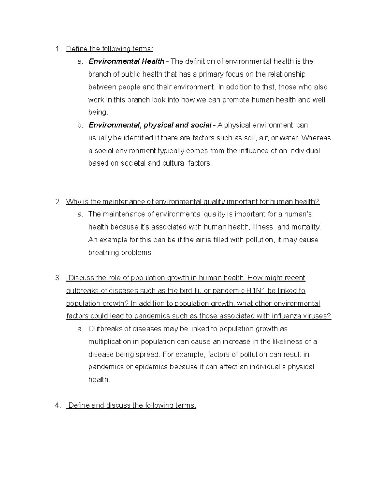 environmental health thesis topics