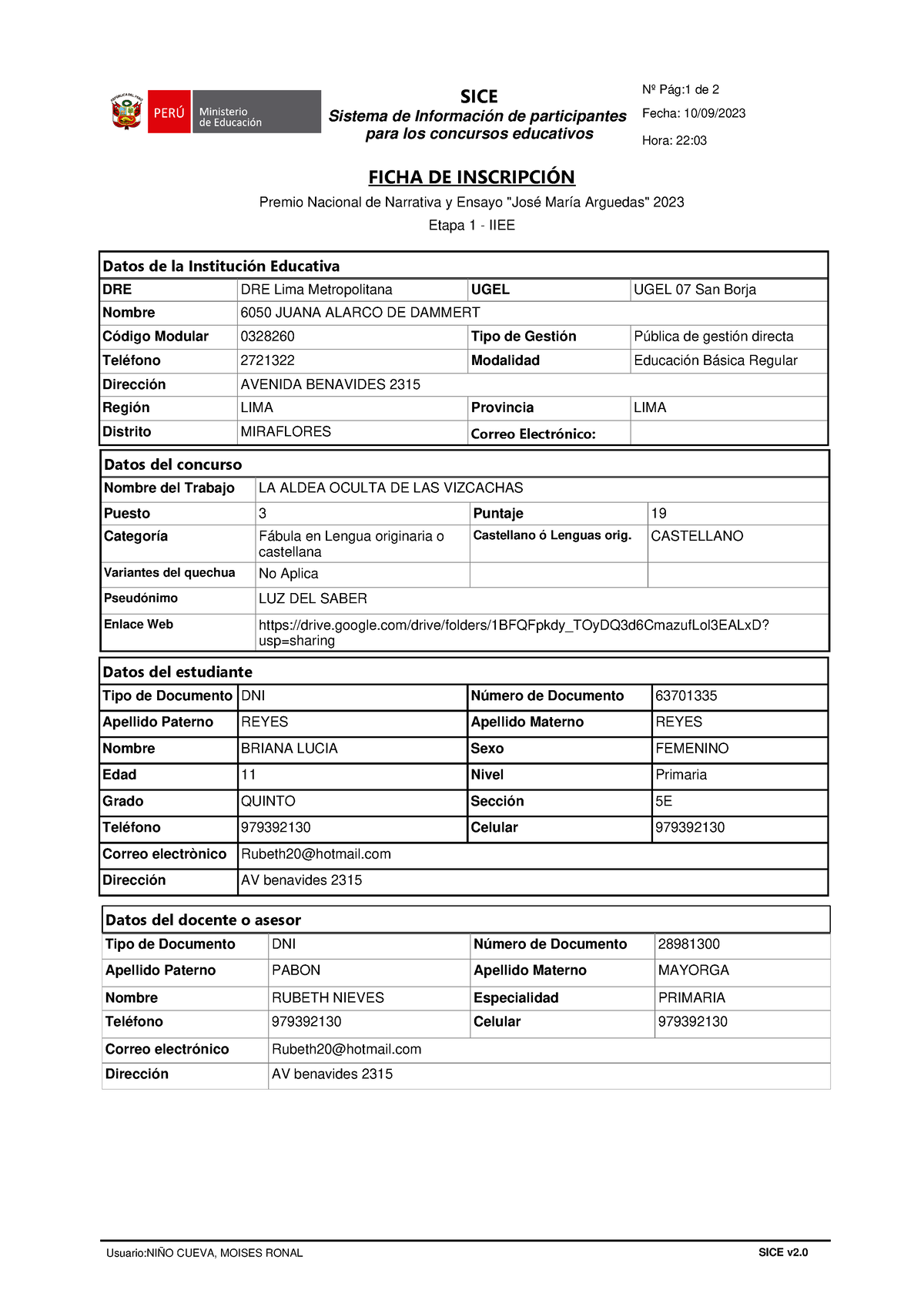 Rpt Formato Ficha JMA 10092023100310 - FICHA DE INSCRIPCI”N Premio ...