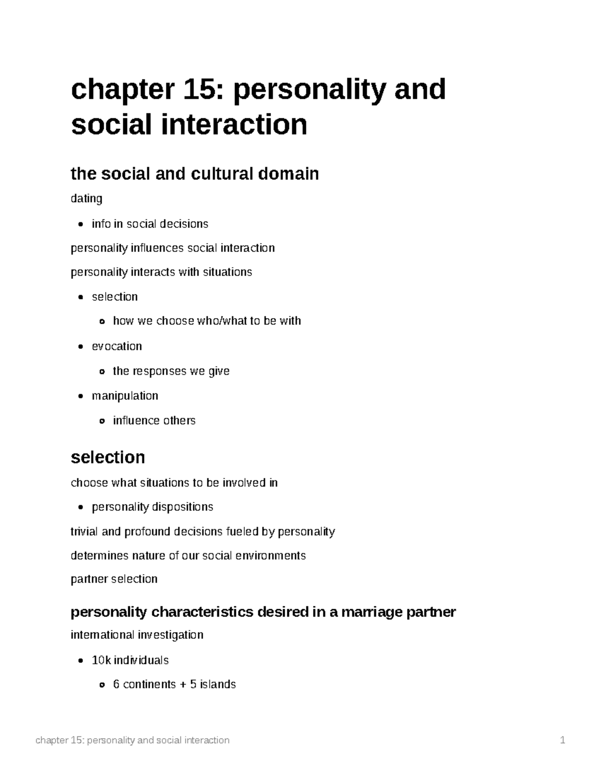 Chapter 15 personality and social interaction - Studocu