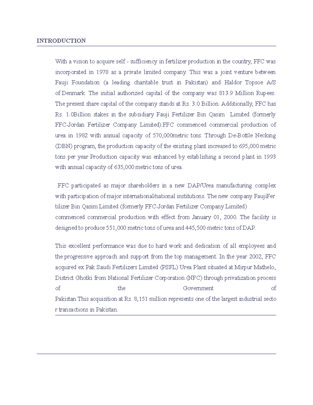 266904289 report on FFC - INTRODUCTION With a vision to acquire self ...