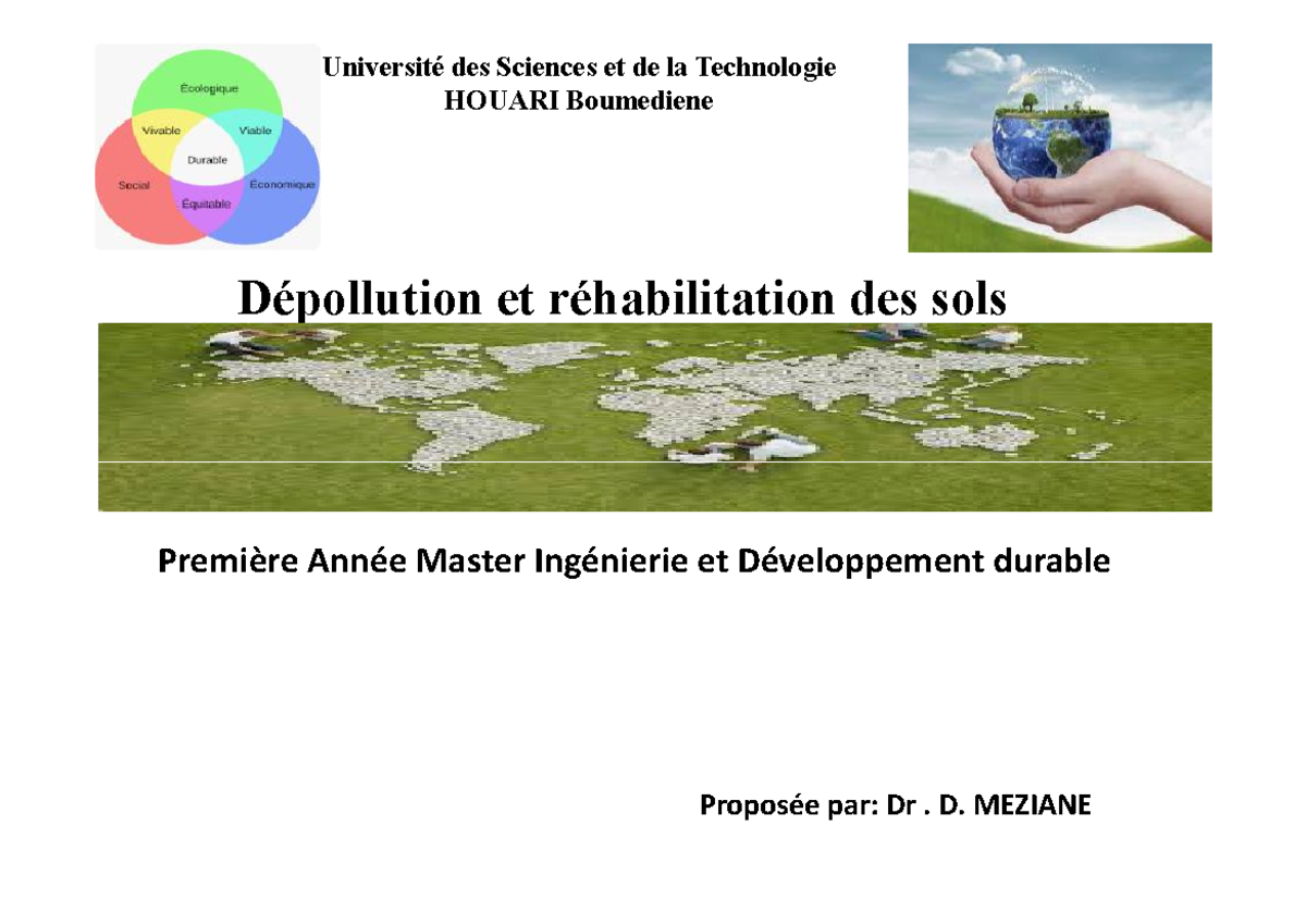 Depollution et rehabilitation des sols-Chapitre 1 - Université des ...