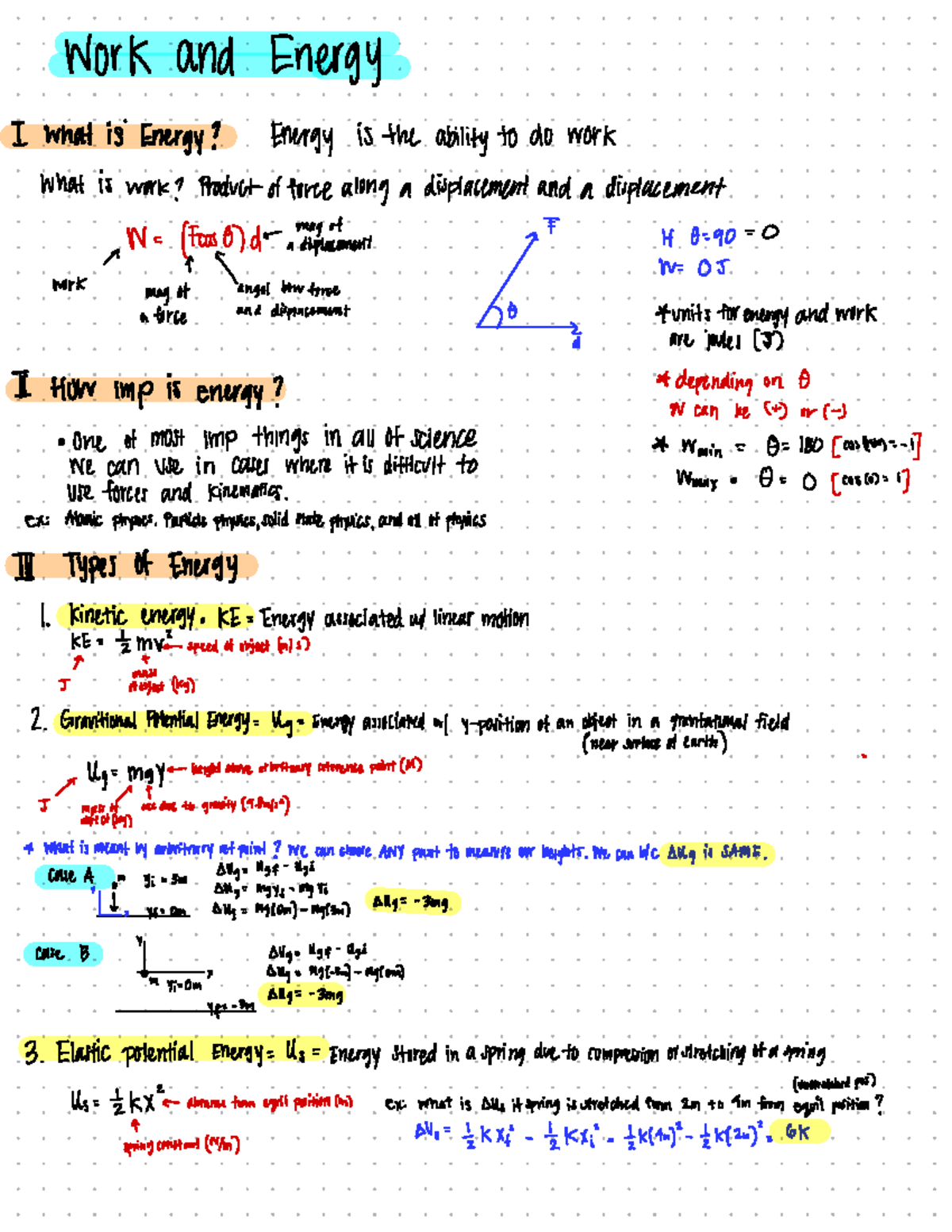 Unit 6 Work-energy - Notes About Work And Energy - Work And Energy I ...