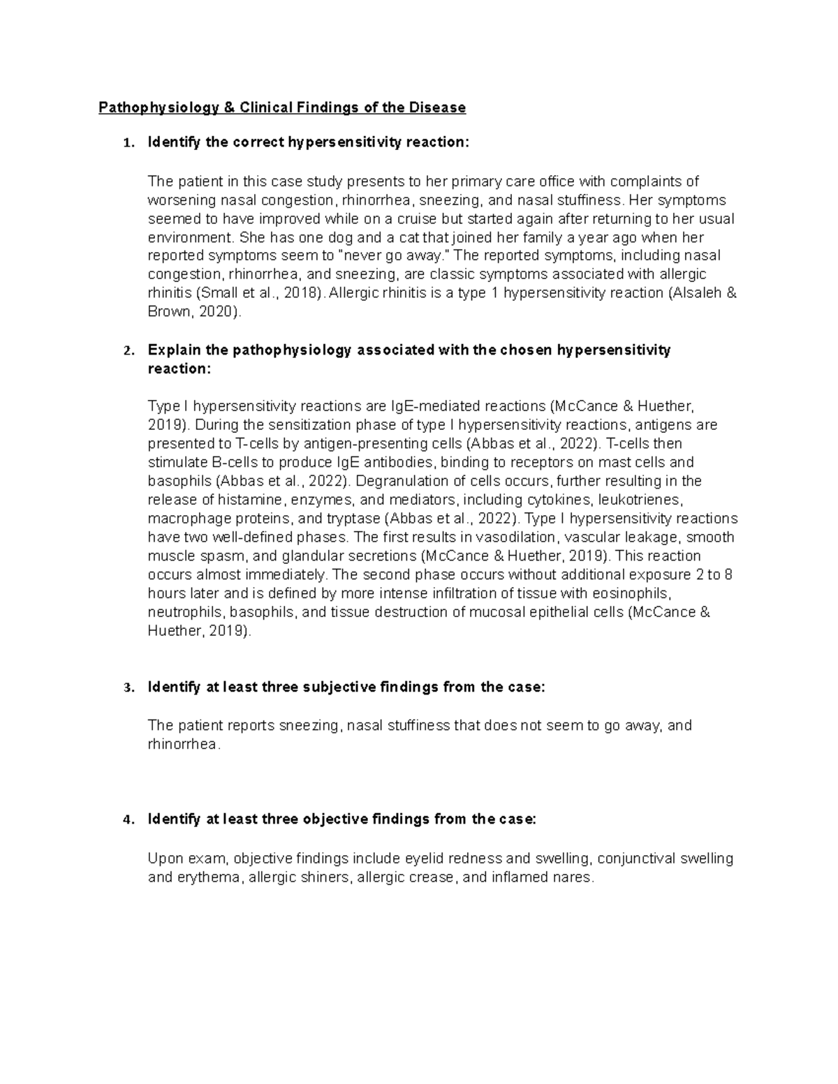 Week 1 Case Study - Allergic Rhinitis - Pathophysiology & Clinical ...