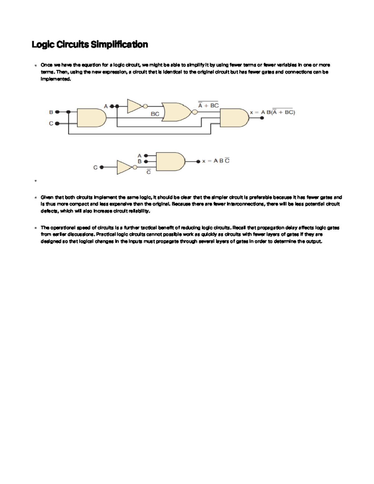 Logic Circuits Simplification T h e n , u s i n g t h e n e w ex p re