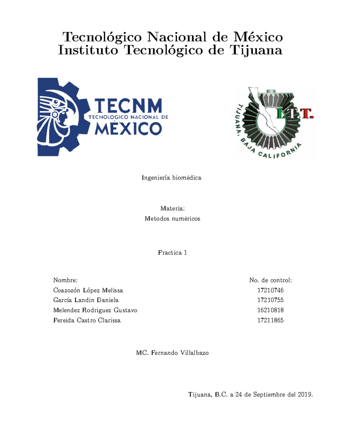 Metodos Numericos Practica 1 - Tecnológico Nacional de México Instituto ...