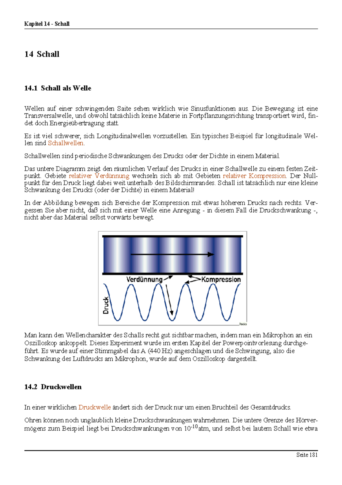 Skript 14 Kapitel Schall - 14 Schall 14 Schall als Welle Wellen auf ...