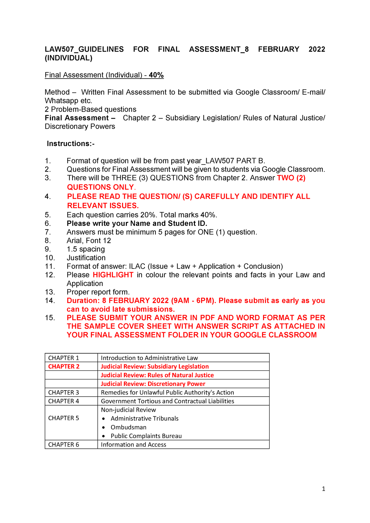 LAW507 Guidelines FOR Final Assessment FEB 2022 1 LAW507 GUIDELINES   Thumb 1200 1697 