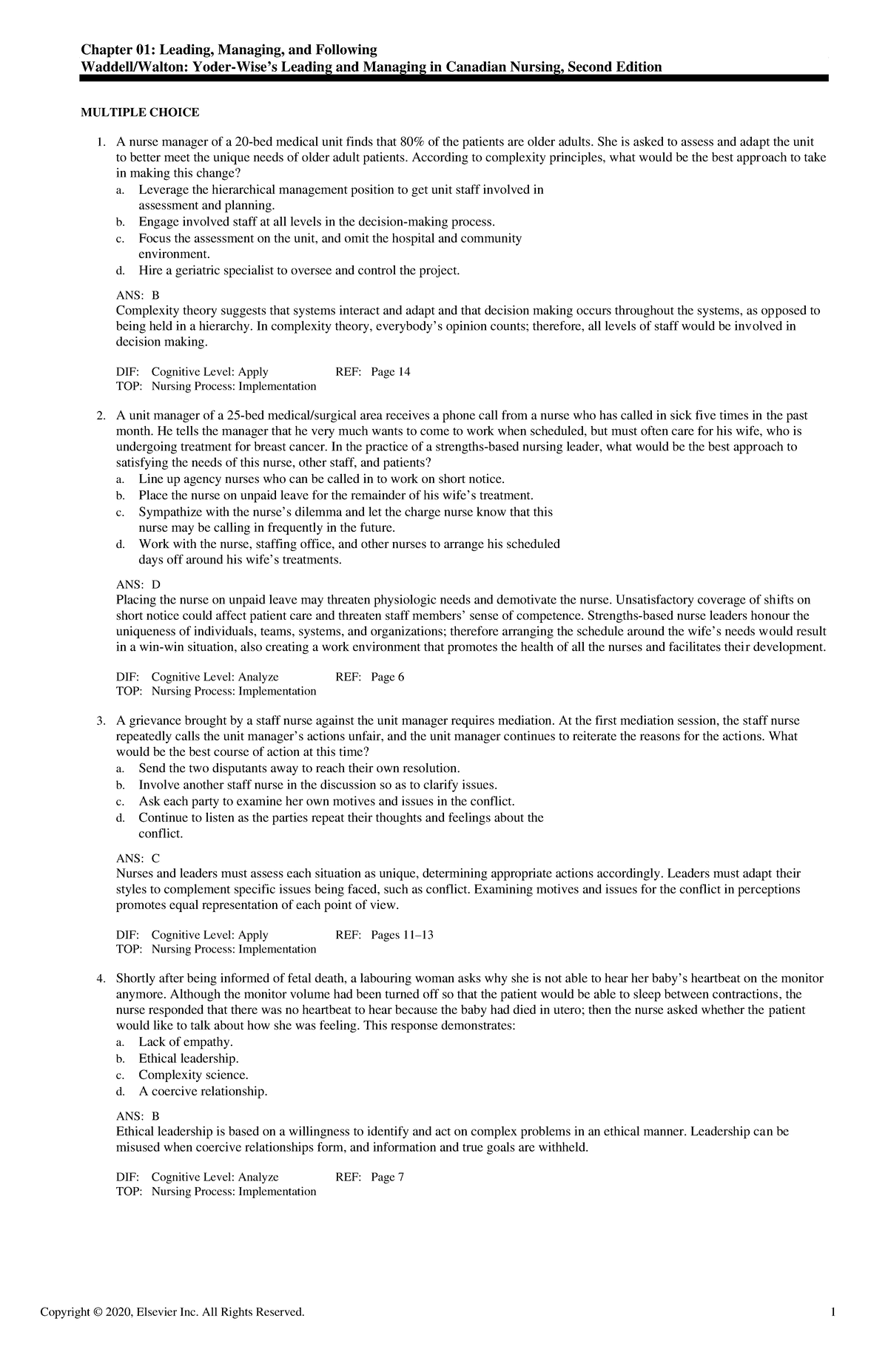 Exam View - Chapter 01 - Chapter 01: Leading, Managing, and Following ...