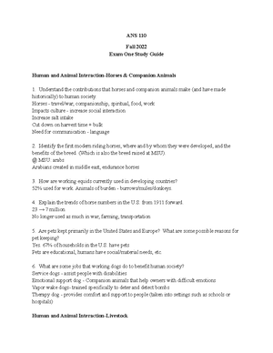 Exam 1 Study Guide - Animal Science Exam #1 Study Guide Introduction ...