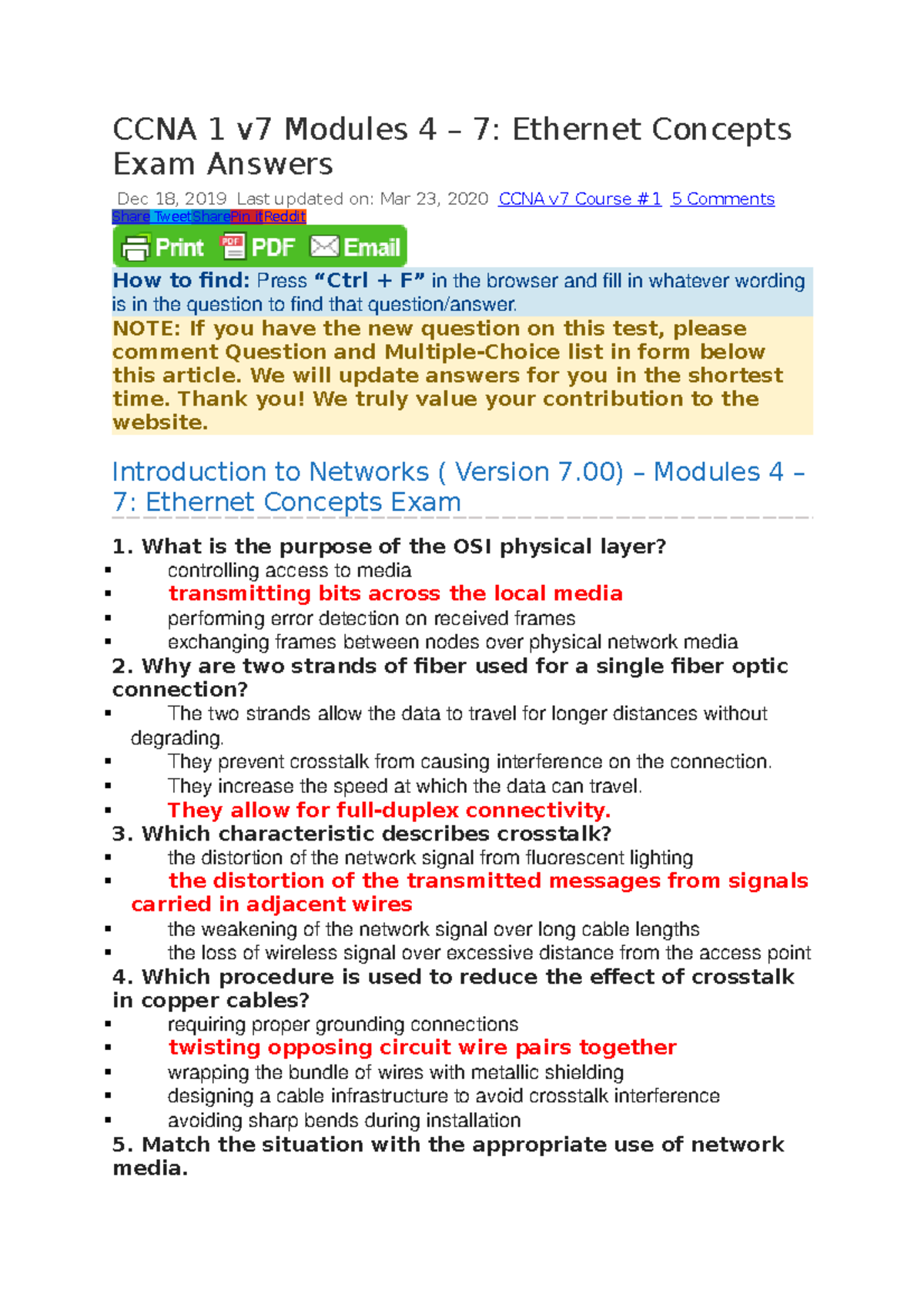 Exam, answers CCNA 1 v7 Modules 4 7 Concepts Exam Answers