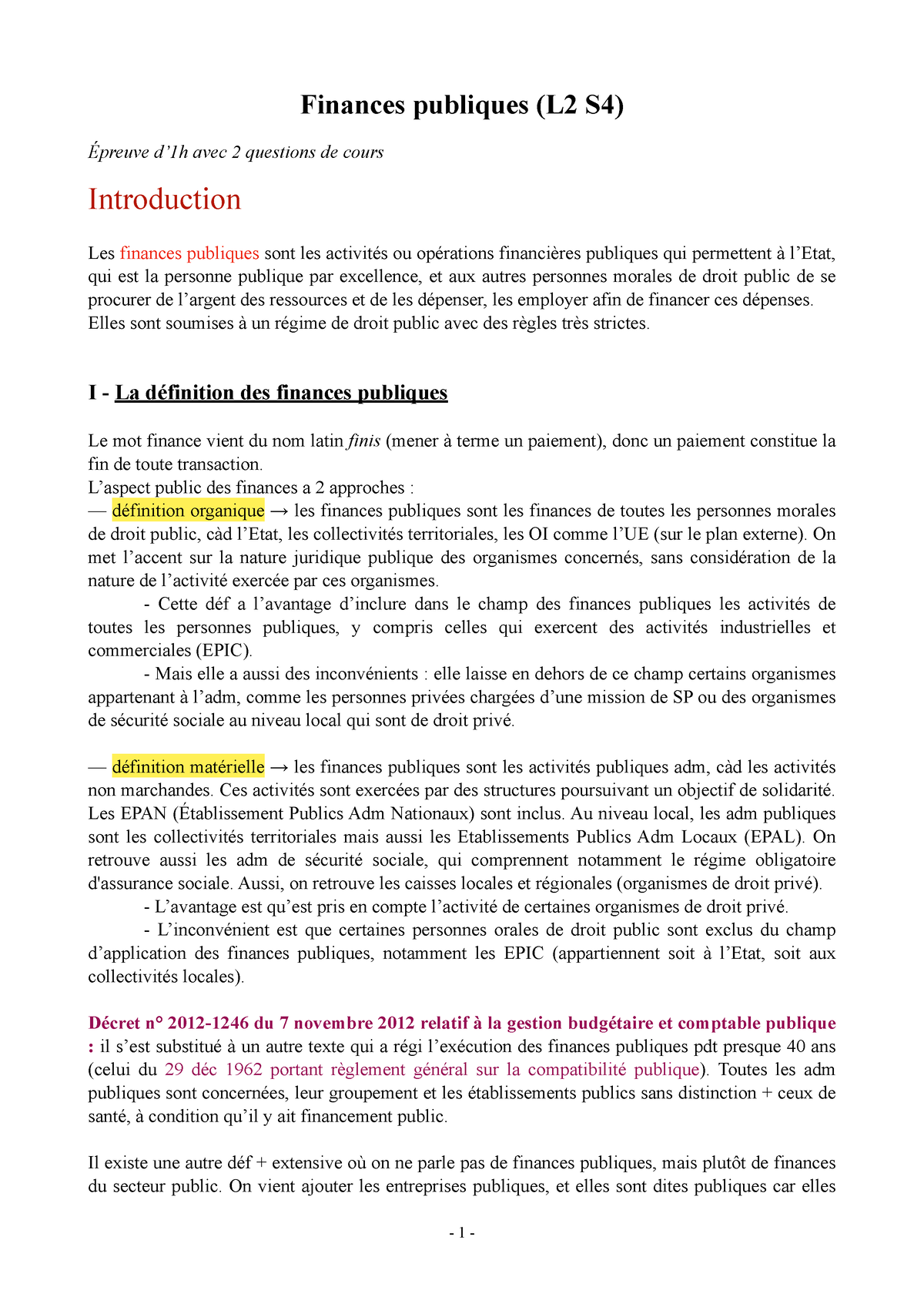 S4 Finances Publiques - CM Du S4 De Finance Publique - Finances ...