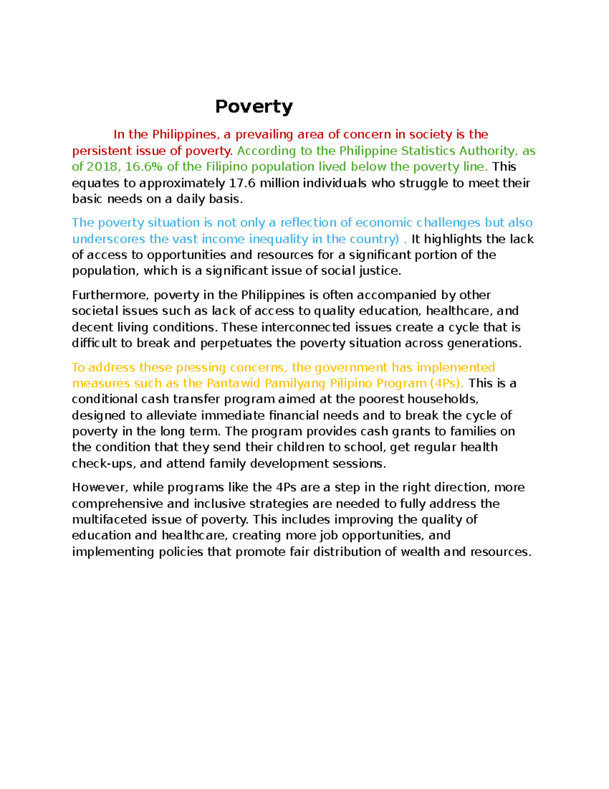 poverty essay 300 words