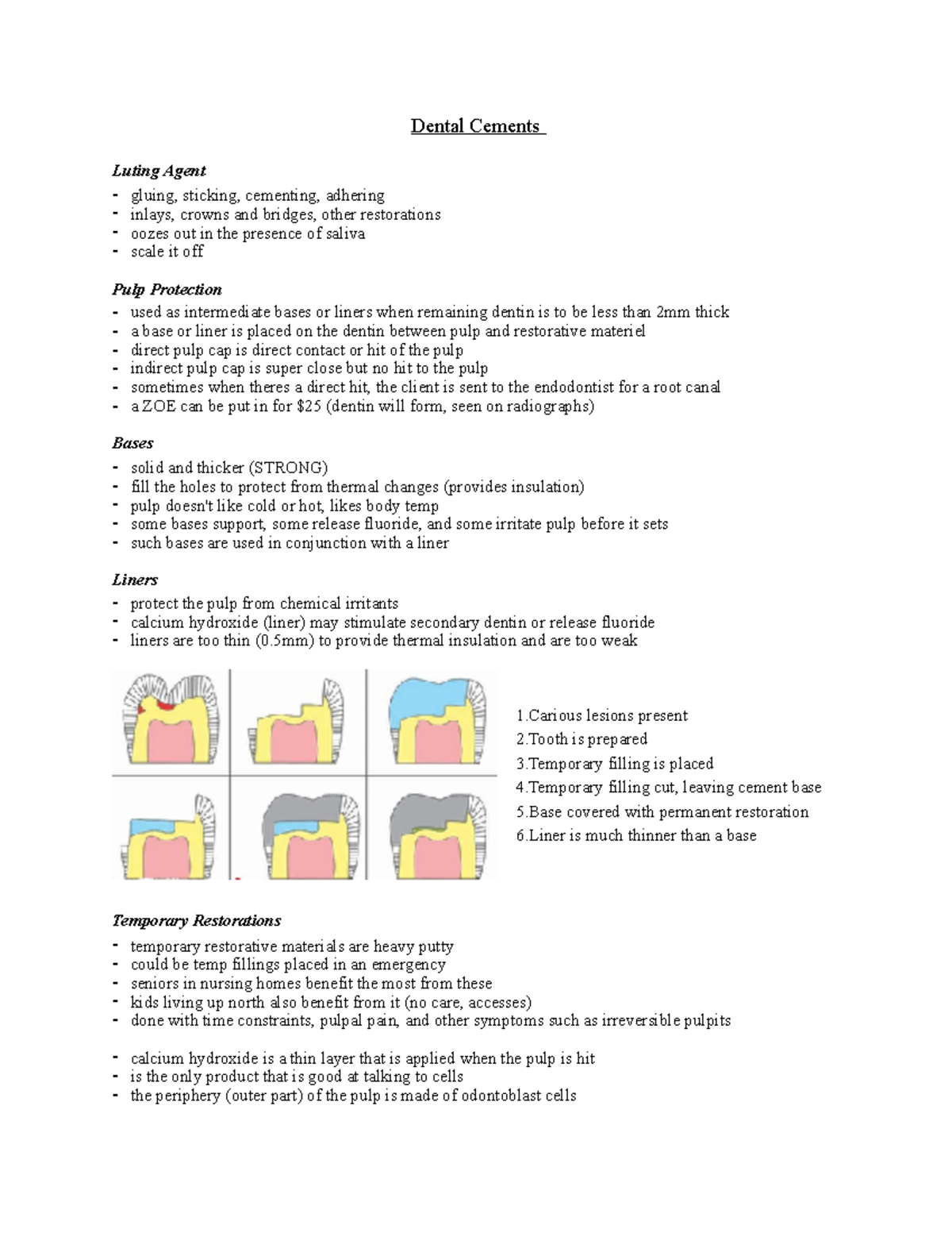 Dental Cements Professor Sherry Frey Dental Cements Luting Agent