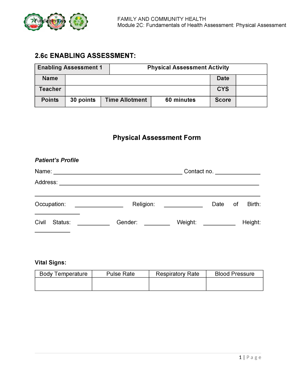 Module-2C-Physical-Assessment (Enabling assessment 1) - Module 2C ...