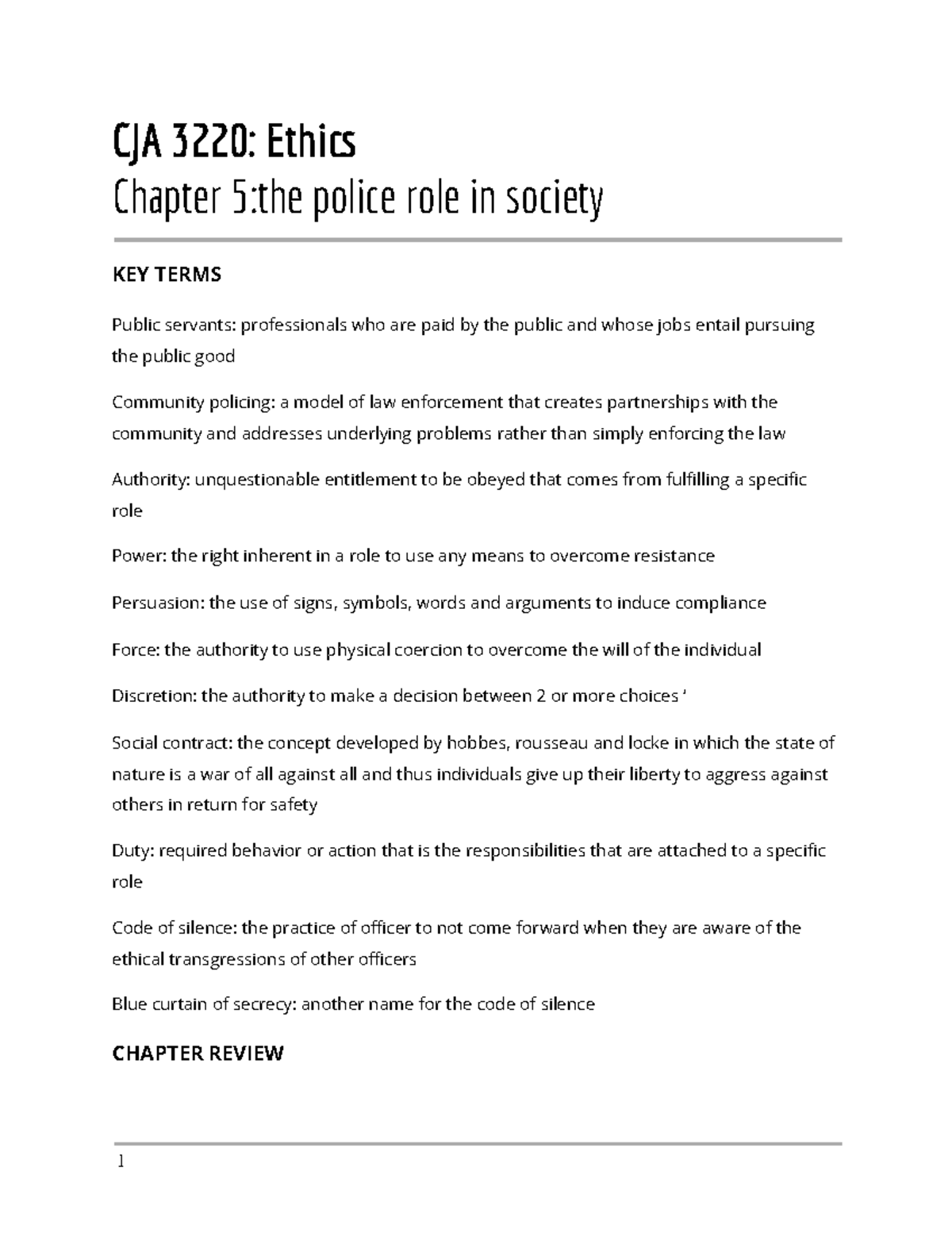 ethics-chapter-5-summary-cja-3220-ethi-chapter-5-the-police-role-in