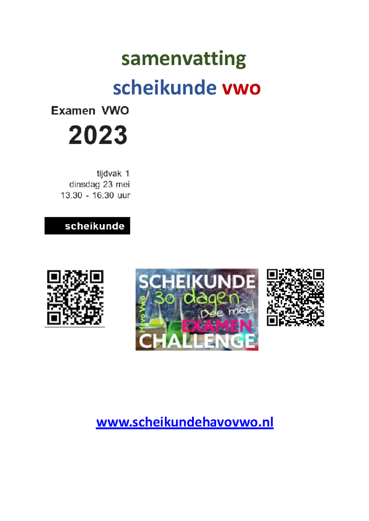 Examentraing Scheikunde Vwo 2023 - Samenvatting Scheikunde Vwo ...