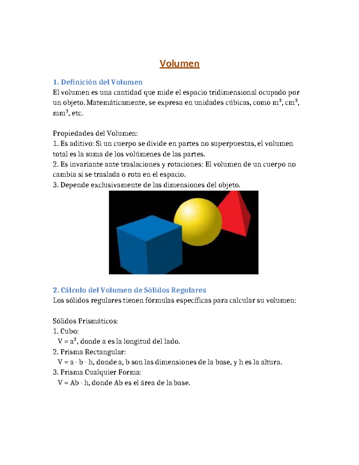Teoria Volumen F - asdasdasd - Volumen Definición del Volumen El ...