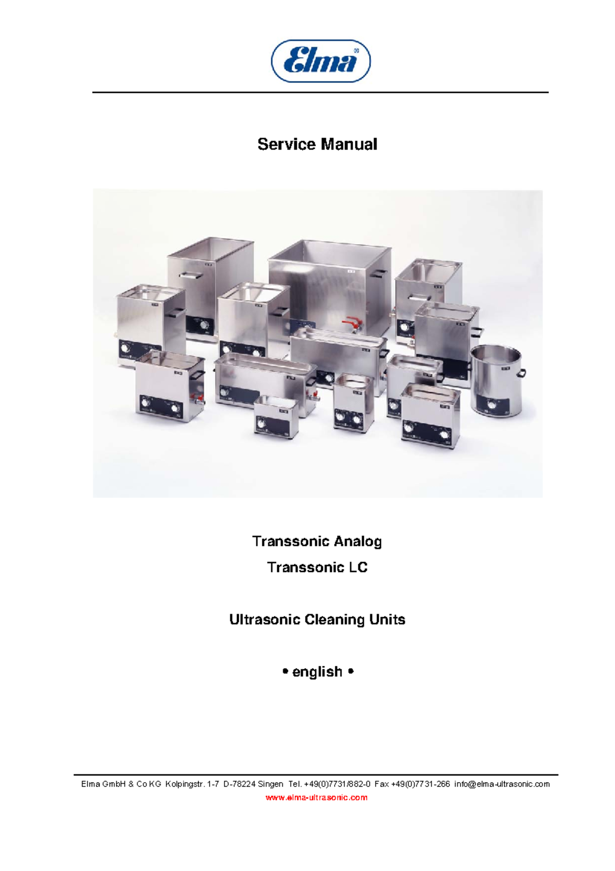 240091020UltrasonicCleanerS700HM Elma GmbH & Co KG Kolpingstr. 1