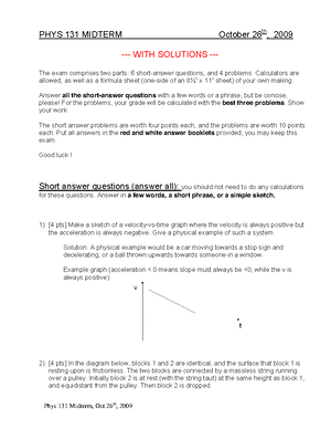 PHYS131 2018 Midterm - Phys 131 Midterm, Oct 23rd, 2018 © K. Ragan ...