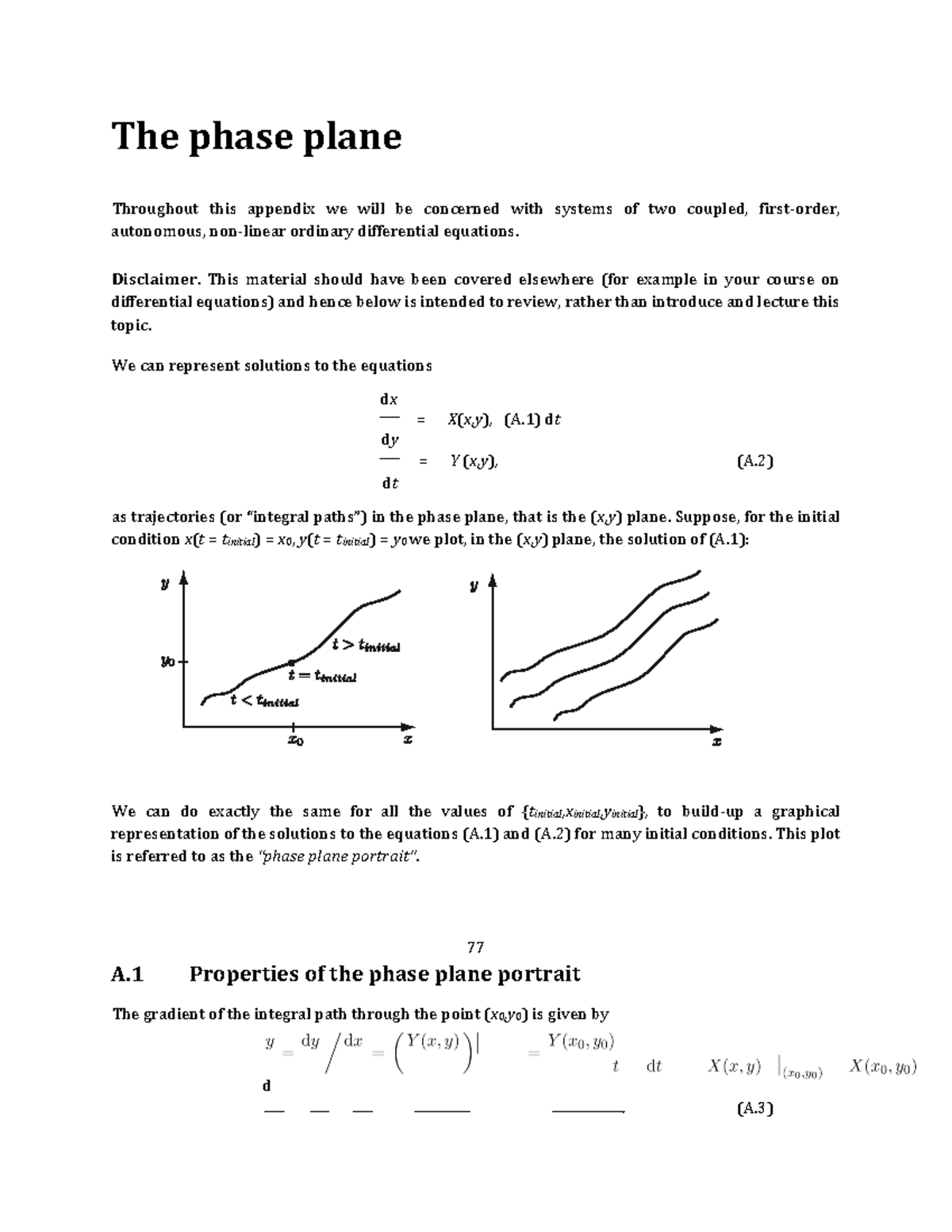 The phase plane - The phase plane Throughout this appendix we will be ...