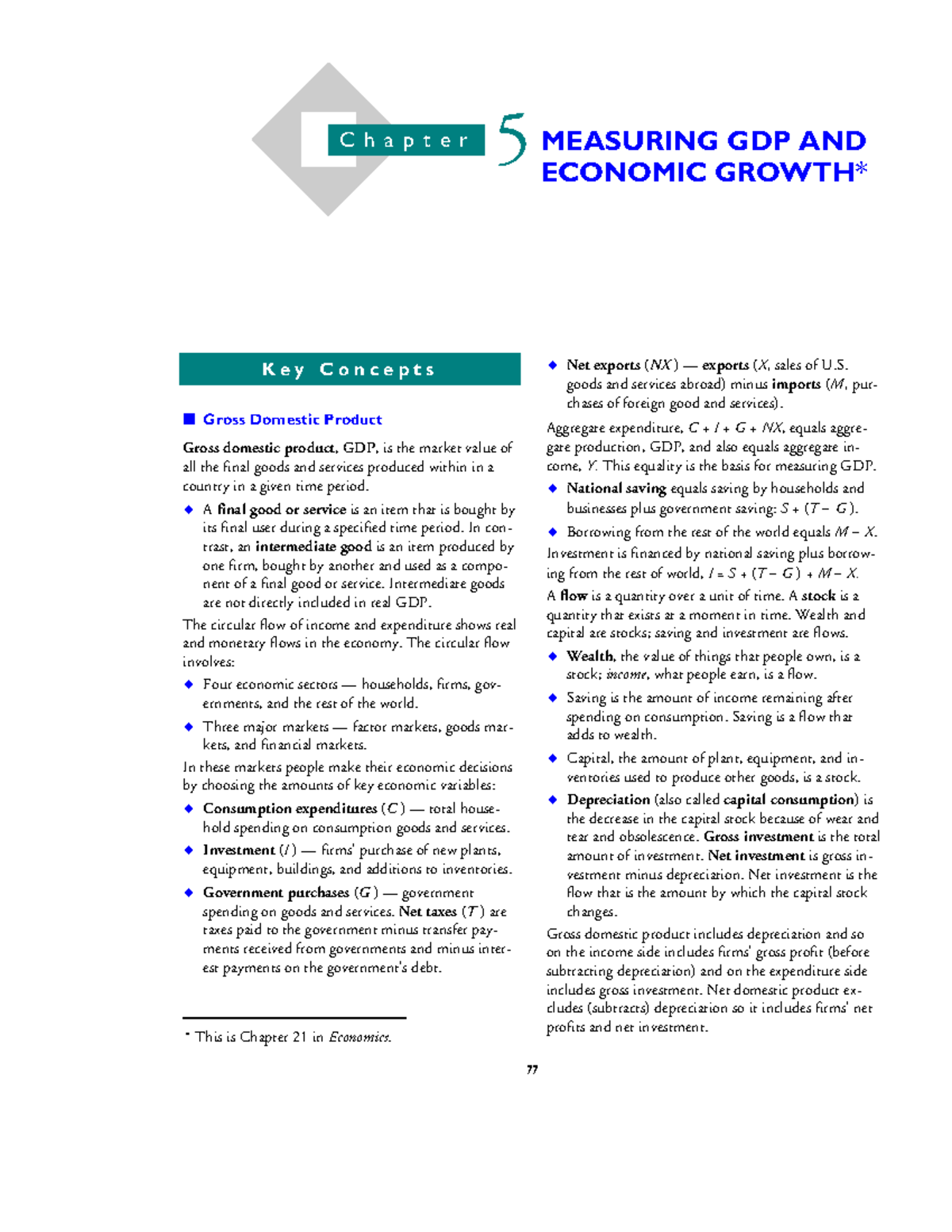 ECS1601-sg3 - Practical - 77 5 MEASURING GDP AND ECONOMIC GROWTH* K E Y C O N C E P T S Gross ...