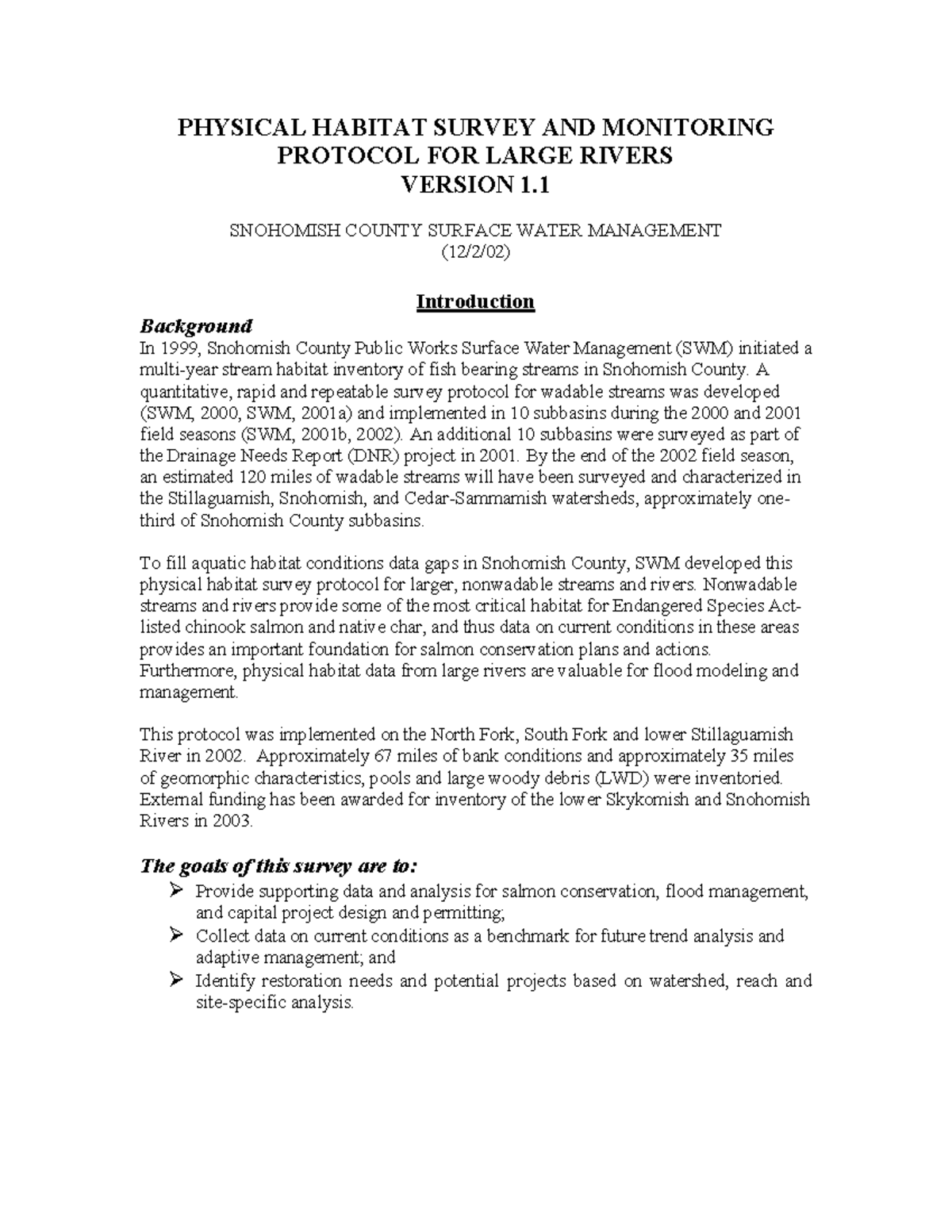 Physical Habitat Survey and Monitoring Protocol for Large Rivers