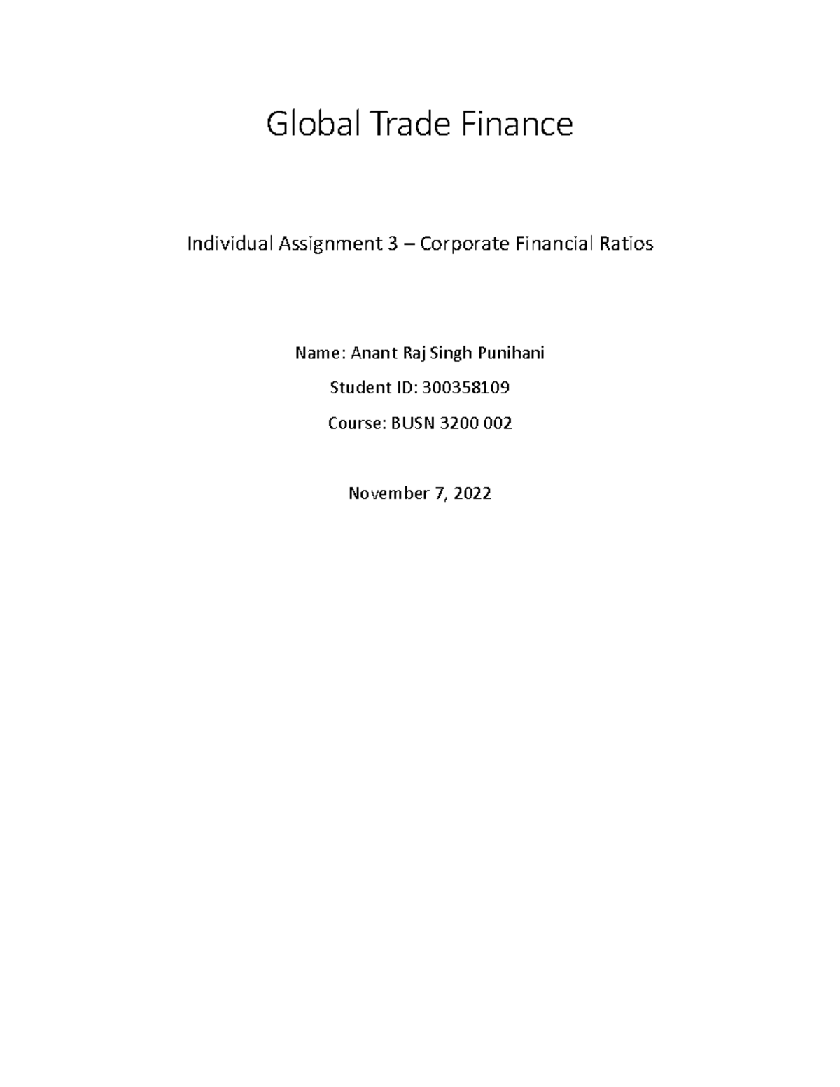 international finance assignment 3