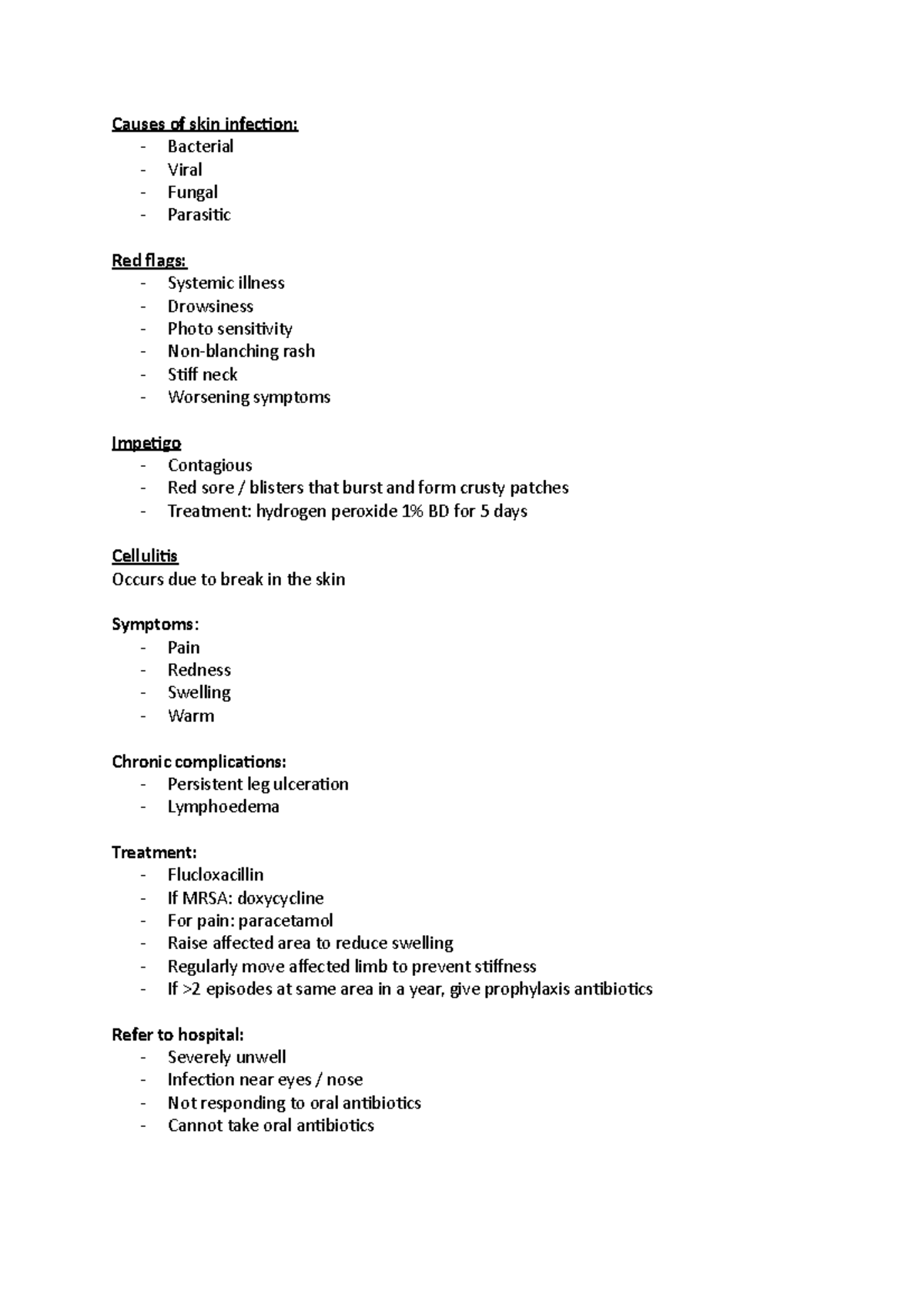 Skin infection Summary M02 - PHA111 - Sunderland - Studocu