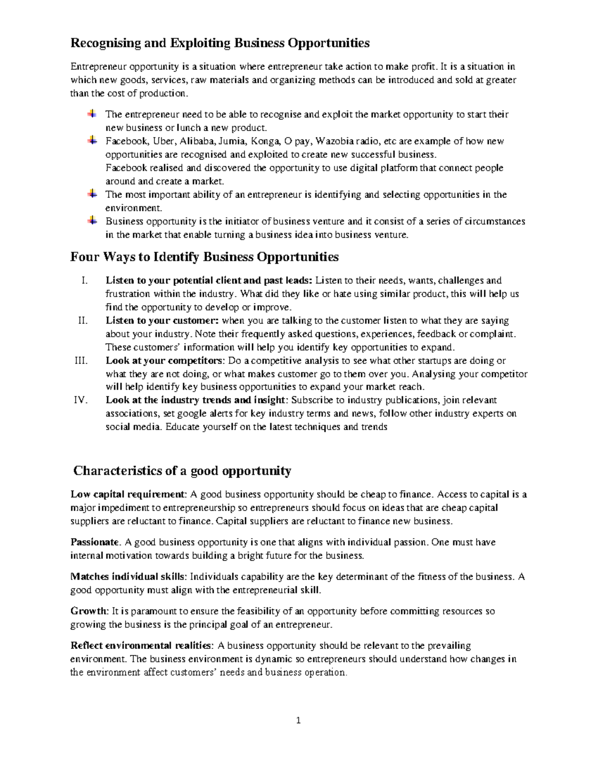 BUS 311-Recognising and Exploiting Business Opportunities - Recognising ...