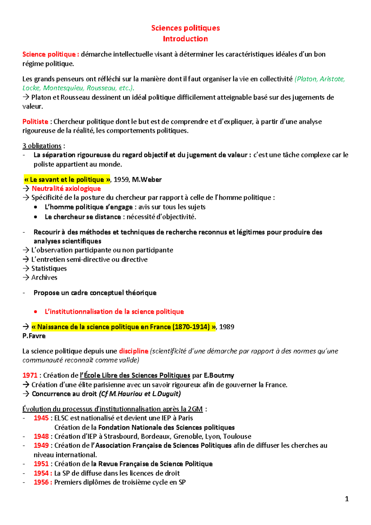 Sociologie politique - Sciences politiques Introduction Science ...