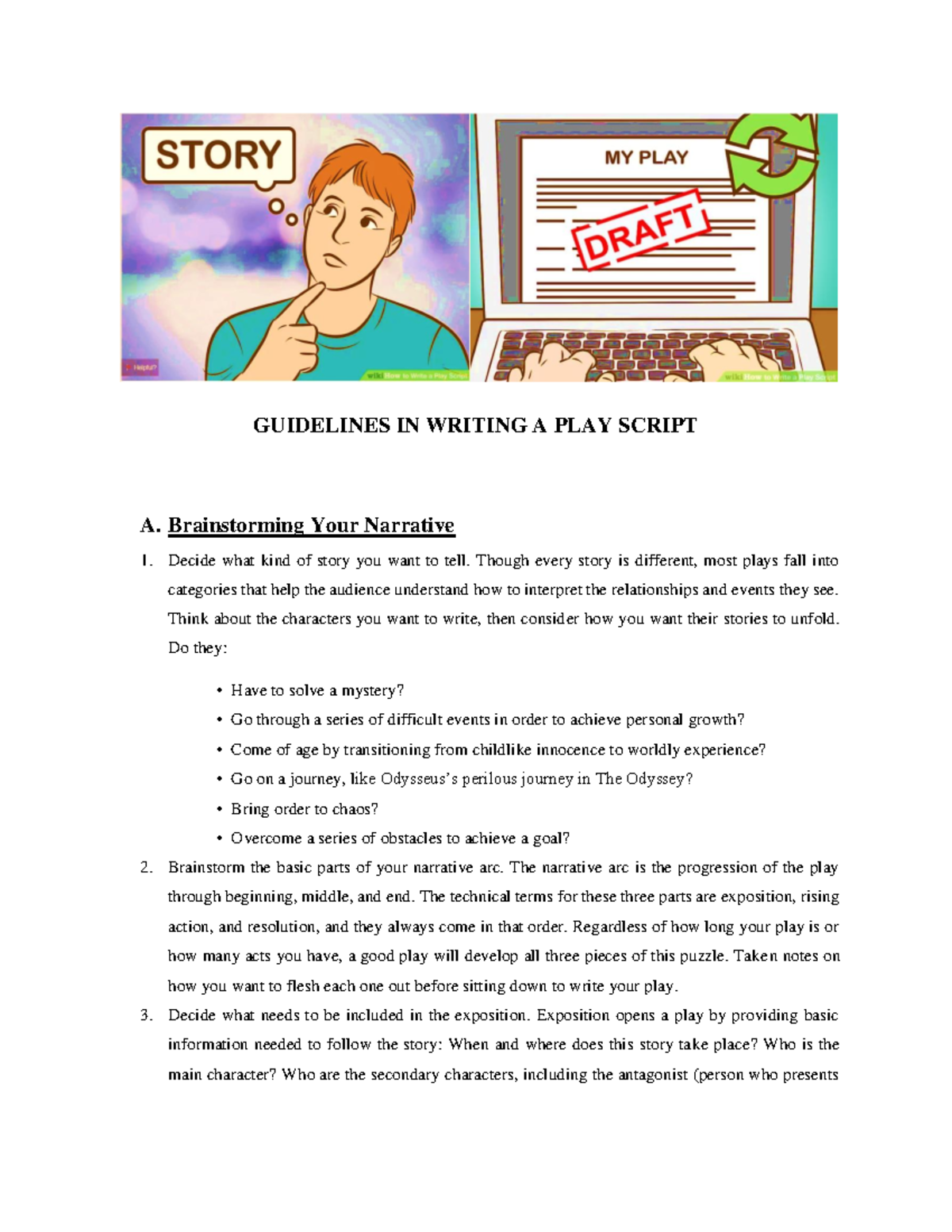 WEEK 019 Module Guidelines IN Writing A PLAY Script - GUIDELINES IN ...
