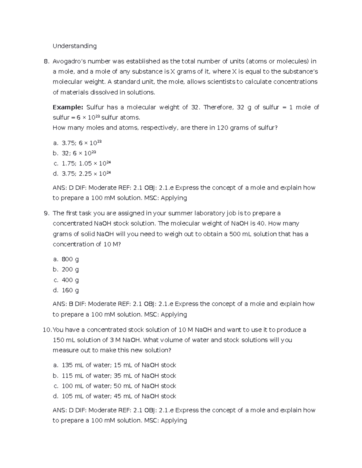 Chemistry Concepts and Calculations - Studocu