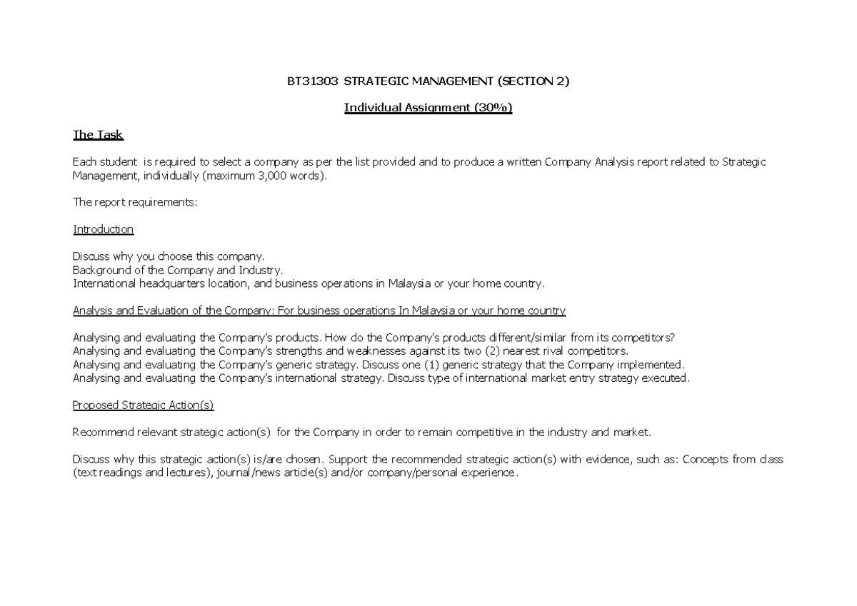 Individual Assignment - The report requirements: Introduction Discuss ...