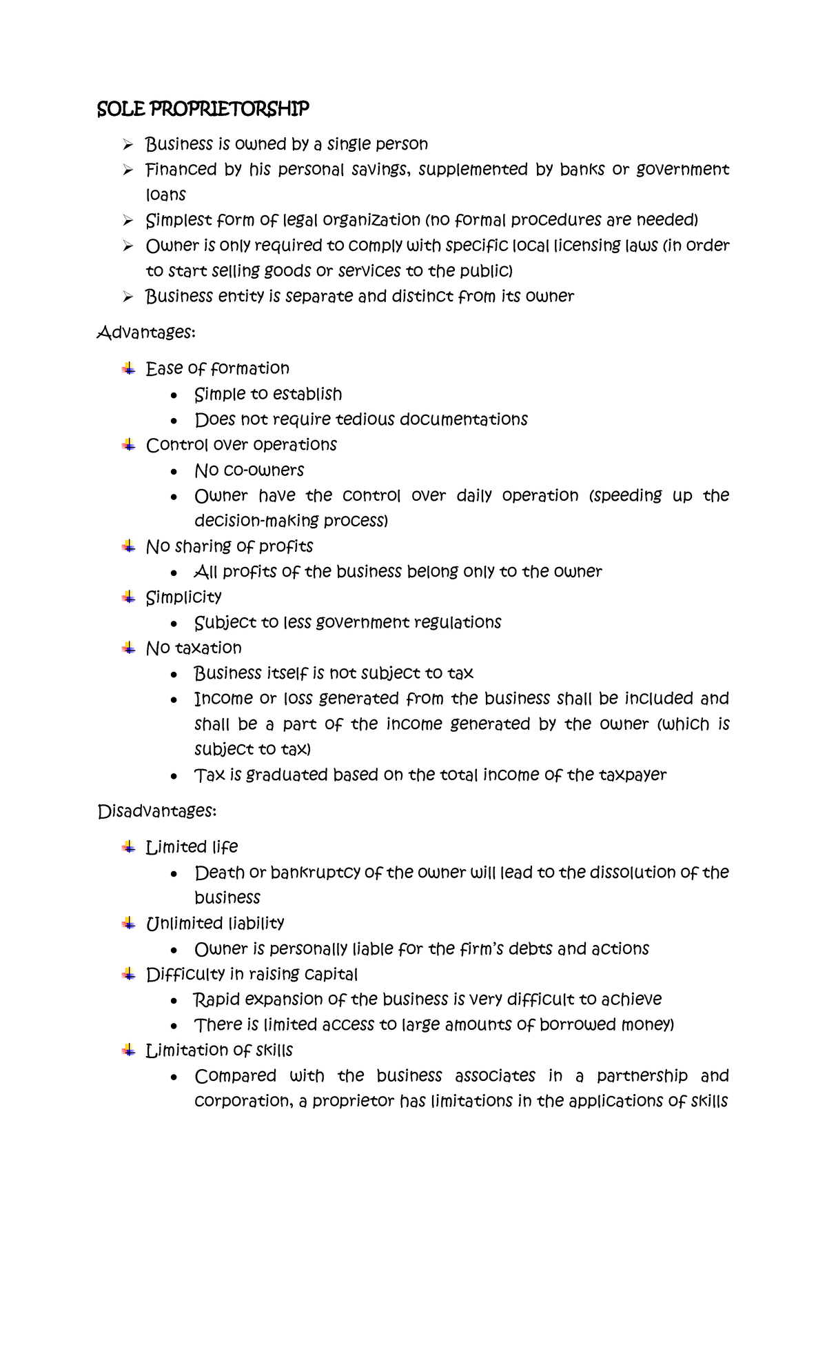 case study of sole proprietorship