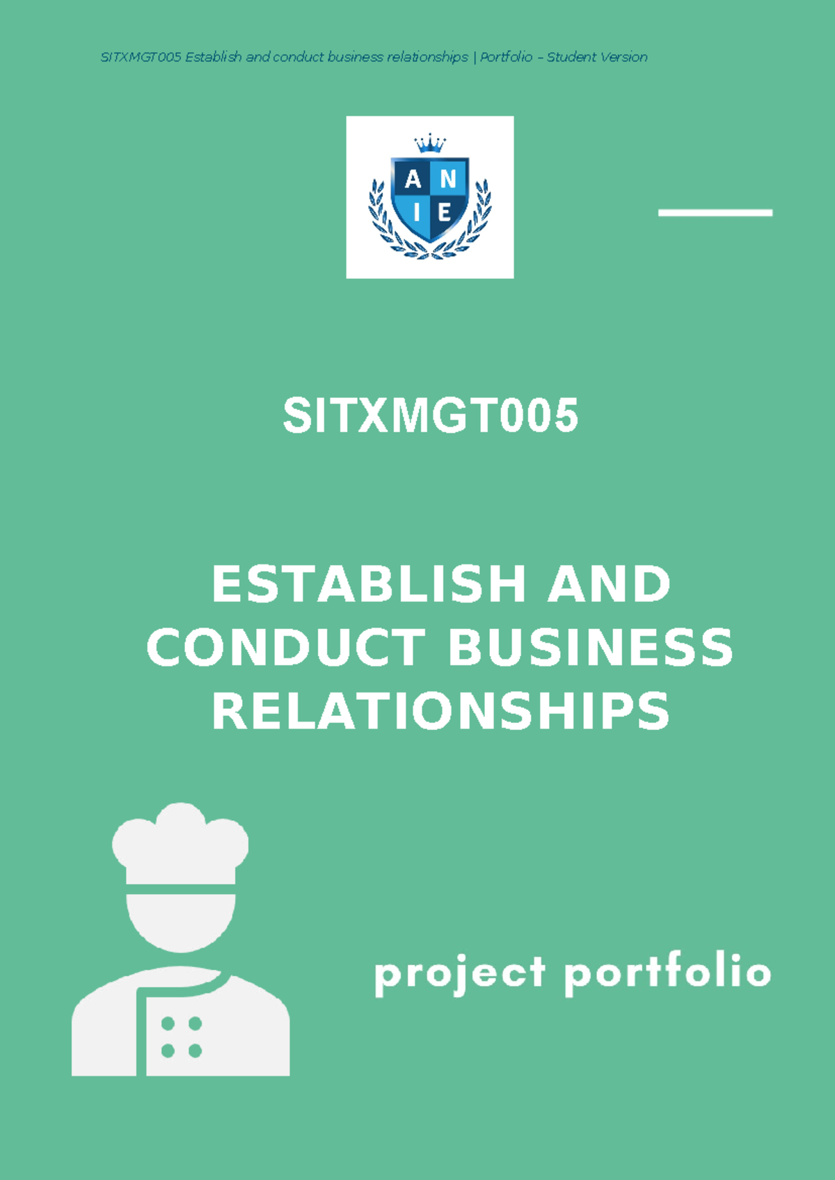 Sitxmgt 005 Project Portfolio Template SITXMGT ESTABLISH AND CONDUCT