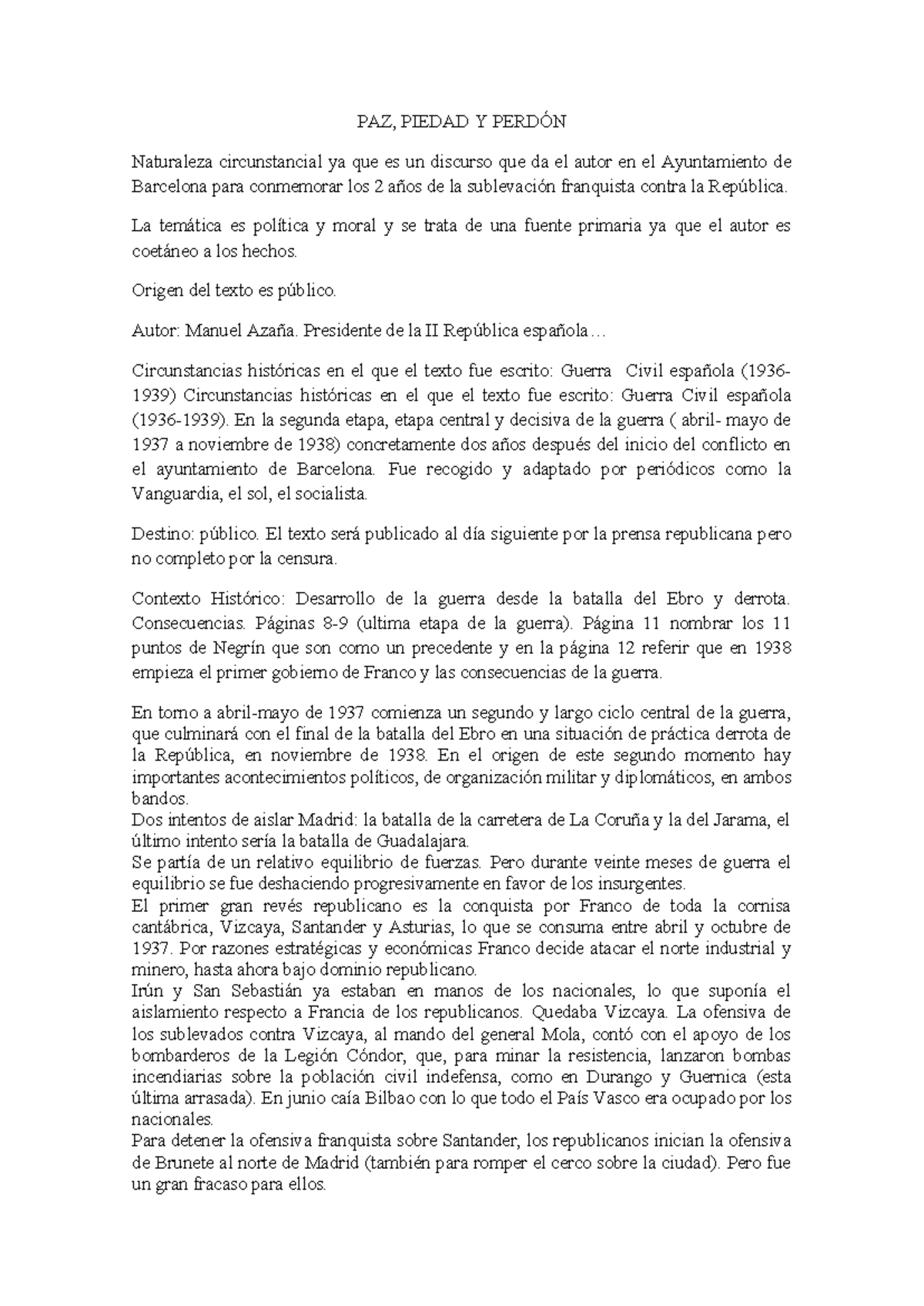 Discurso paz piedad y perdón versión 20182019 PAZ, PIEDAD Y PERDÓN