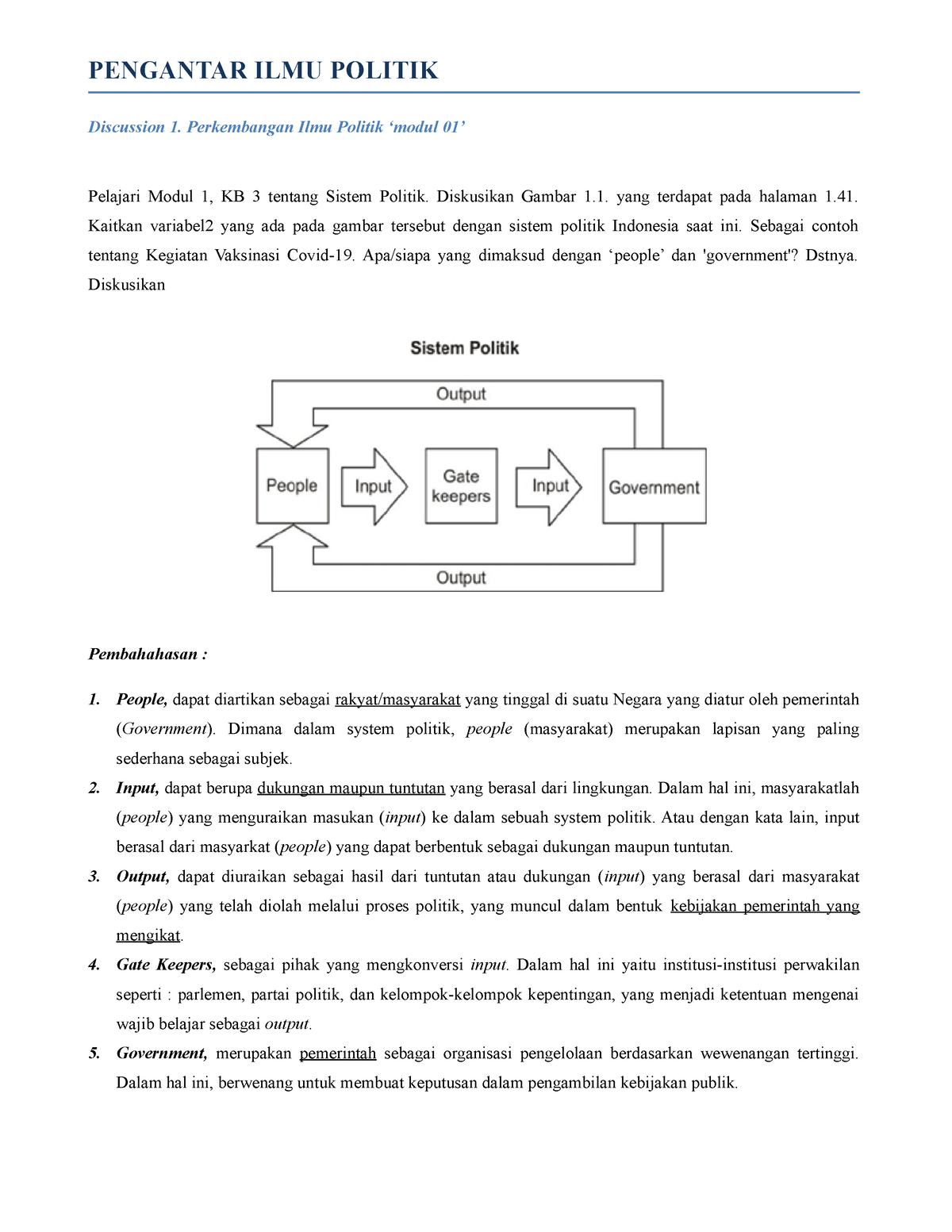 Discussion Pengantar Ilmu Politik Pengantar Ilmu Politik Discussion Perkembangan Ilmu