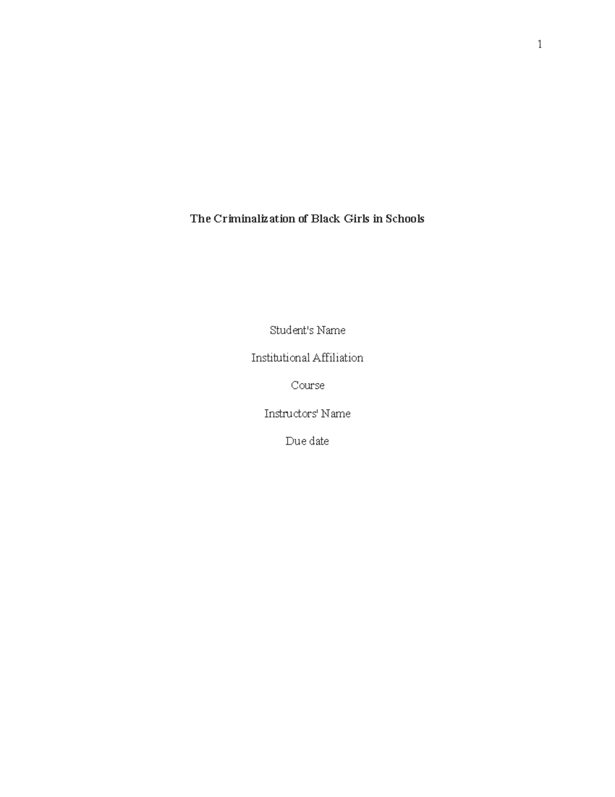 the Criminalization of Black Girls in Schools - Among this youth, Black ...