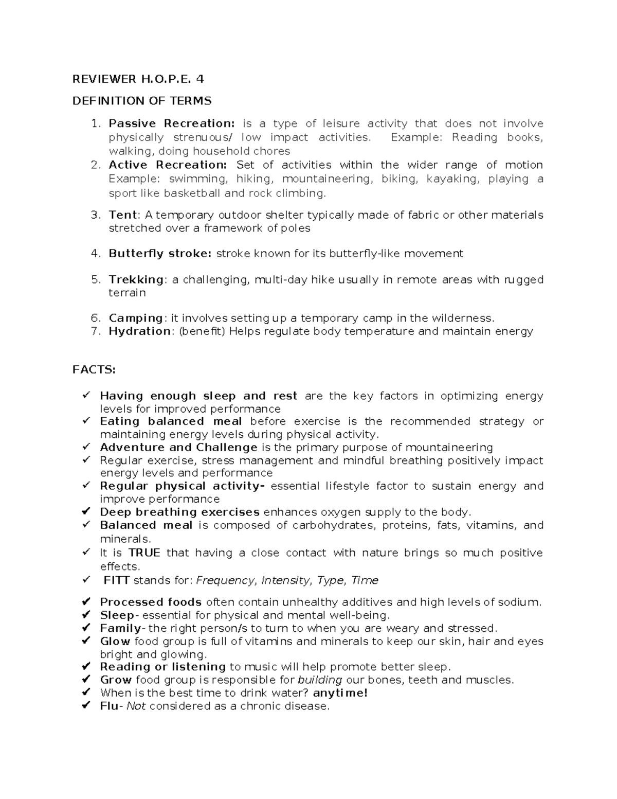 ReviewerHOPE4 REVIEWER H.O.P. 4 DEFINITION OF TERMS Passive